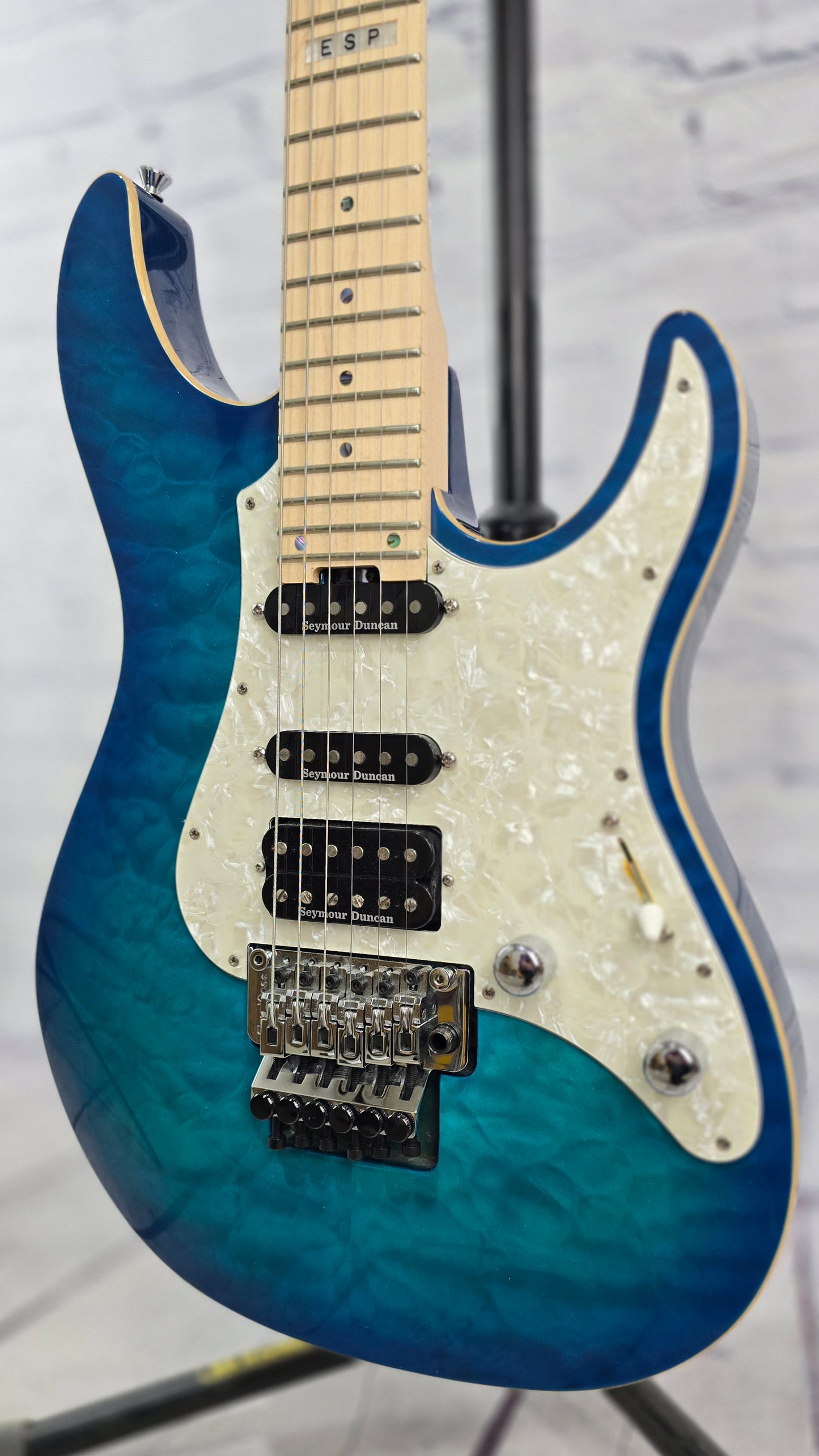 USED ESP E-II ST-1 QM AQM 6 String Electric Guitar HSS Aqua Marine