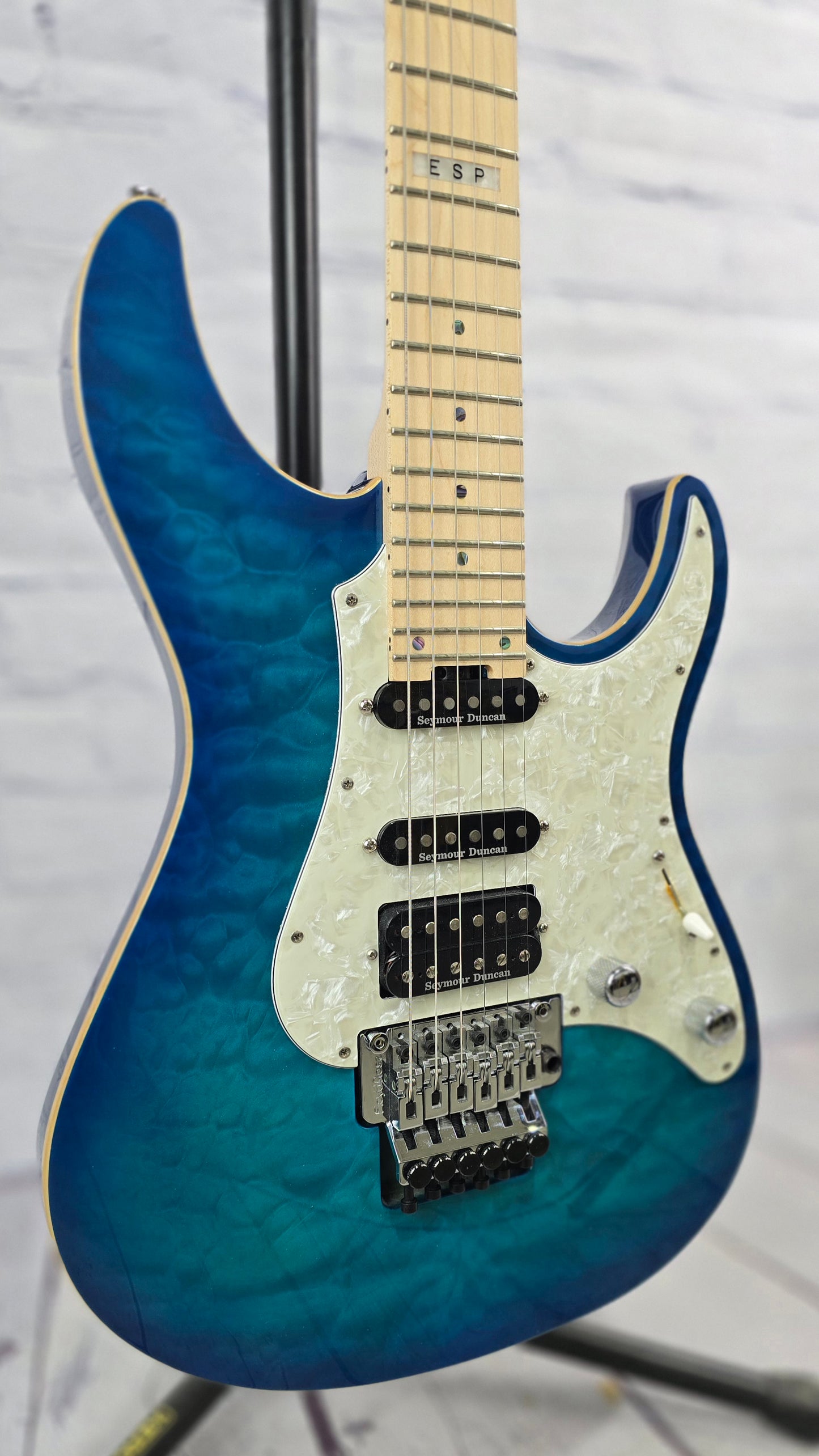 USED ESP E-II ST-1 QM AQM 6 String Electric Guitar HSS Aqua Marine