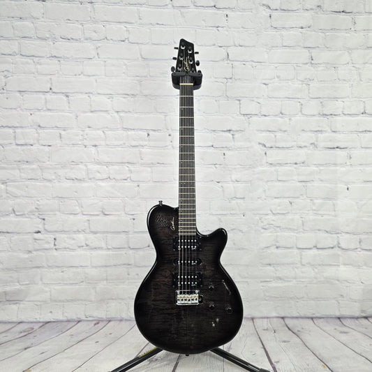 USED Godin xtSA 6 String Electric Guitar Trans Black Flame
