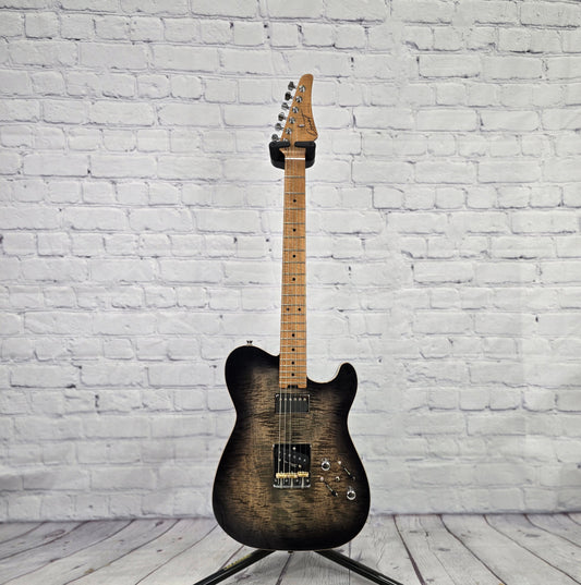 Cream T Guitars Astra Custom HS 6 String Electric Guitar Black Hole Burst
