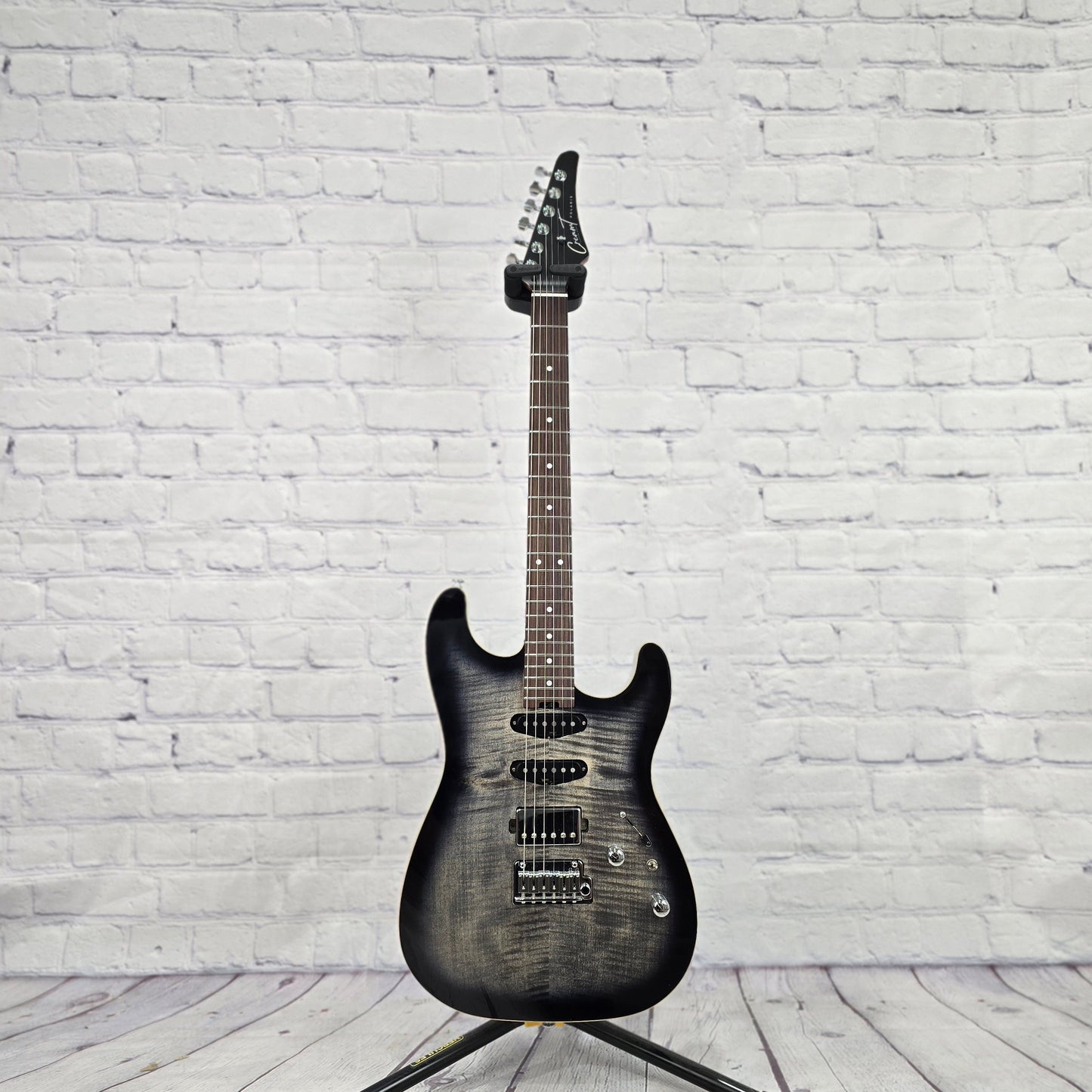 Cream T Guitars Polaris Custom HSS 6 String Electric Guitar Black Hole Burst