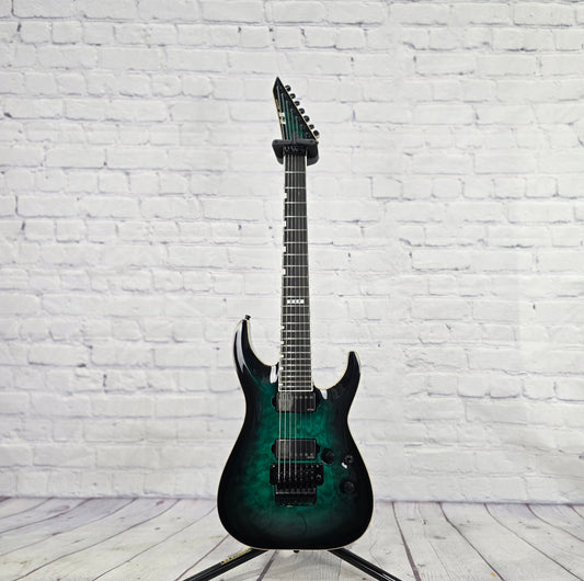 ESP E-II Horizon FR-7 7 String Electric Guitar Floyd Rose Black Turquoise Burst