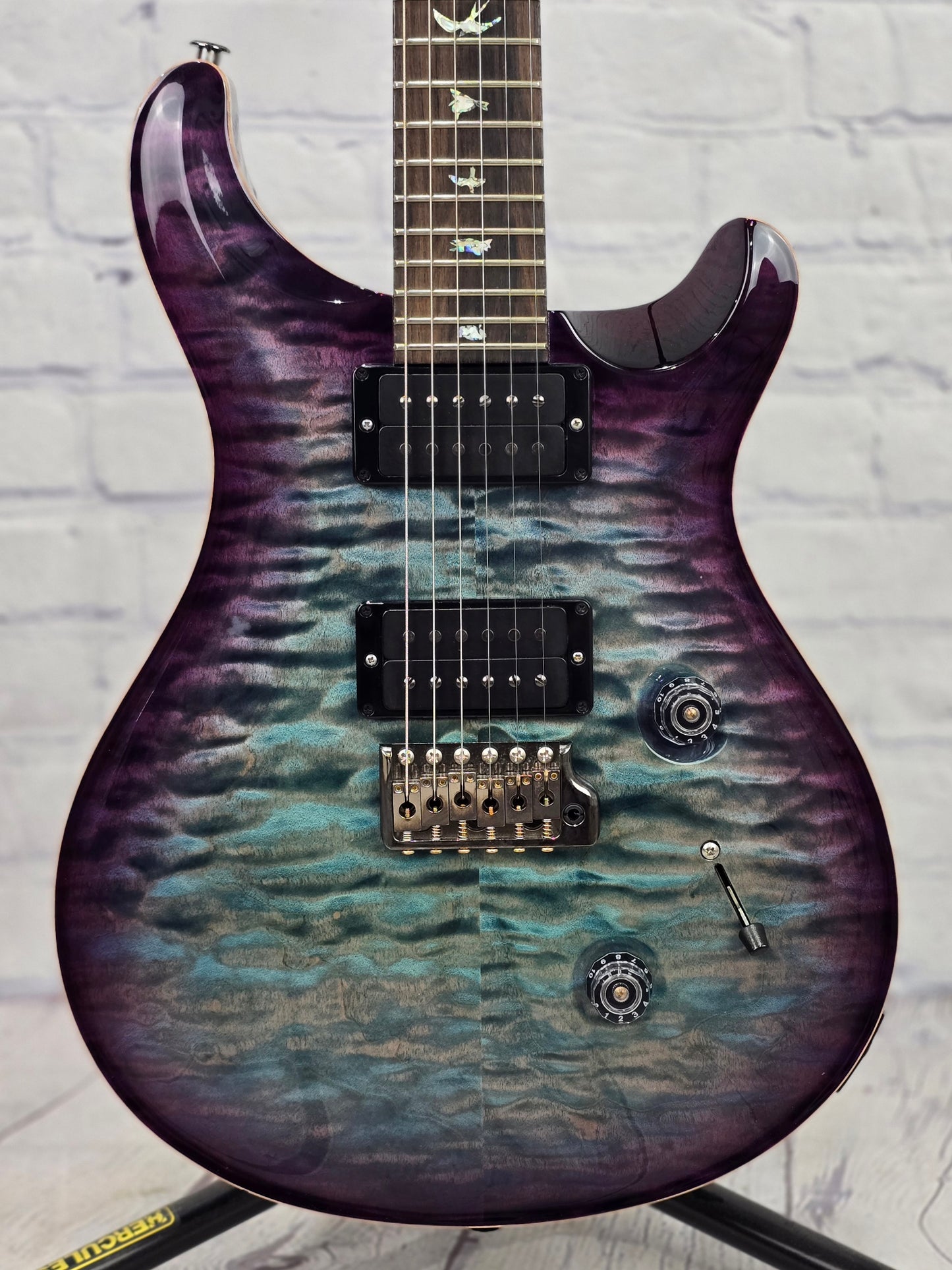 USED Paul Reed Smith PRS Custom 24 Quilt 10 Top Wood Library Electric Guitar Aquableaux Purpleburst