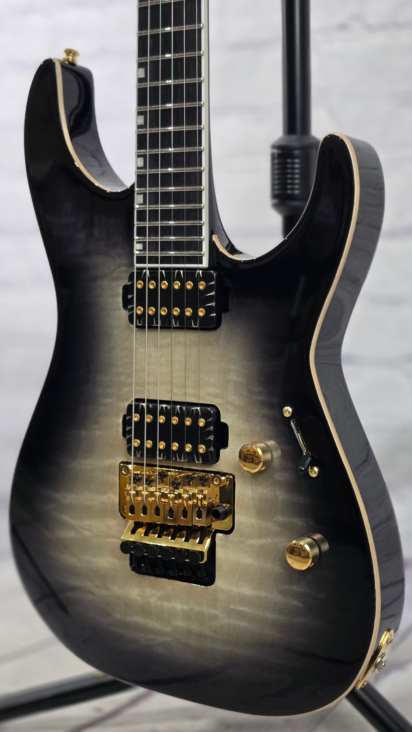 ESP E-II M-II QM 6 String Electric Guitar Black Natural Burst EIIMIIQMBLKNB