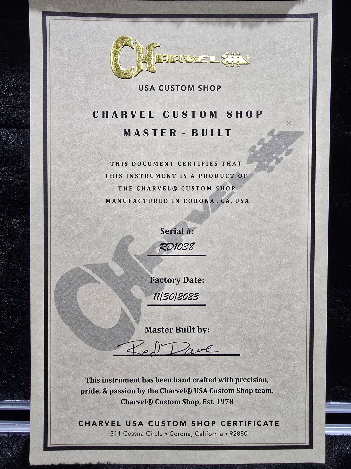 USED Charvel Custom Shop San Dimas Masterbuilt "Red Dave" 6 String Electric Guitar Roasted Ash Natural