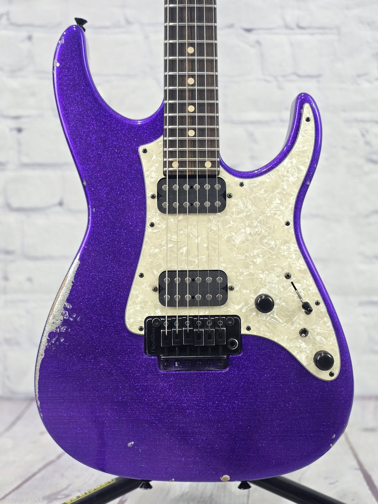 Anderson Guitarworks Guardian Angel Player 6 String Electic Guitar Big Sparkle Purple In-Distress Level 2