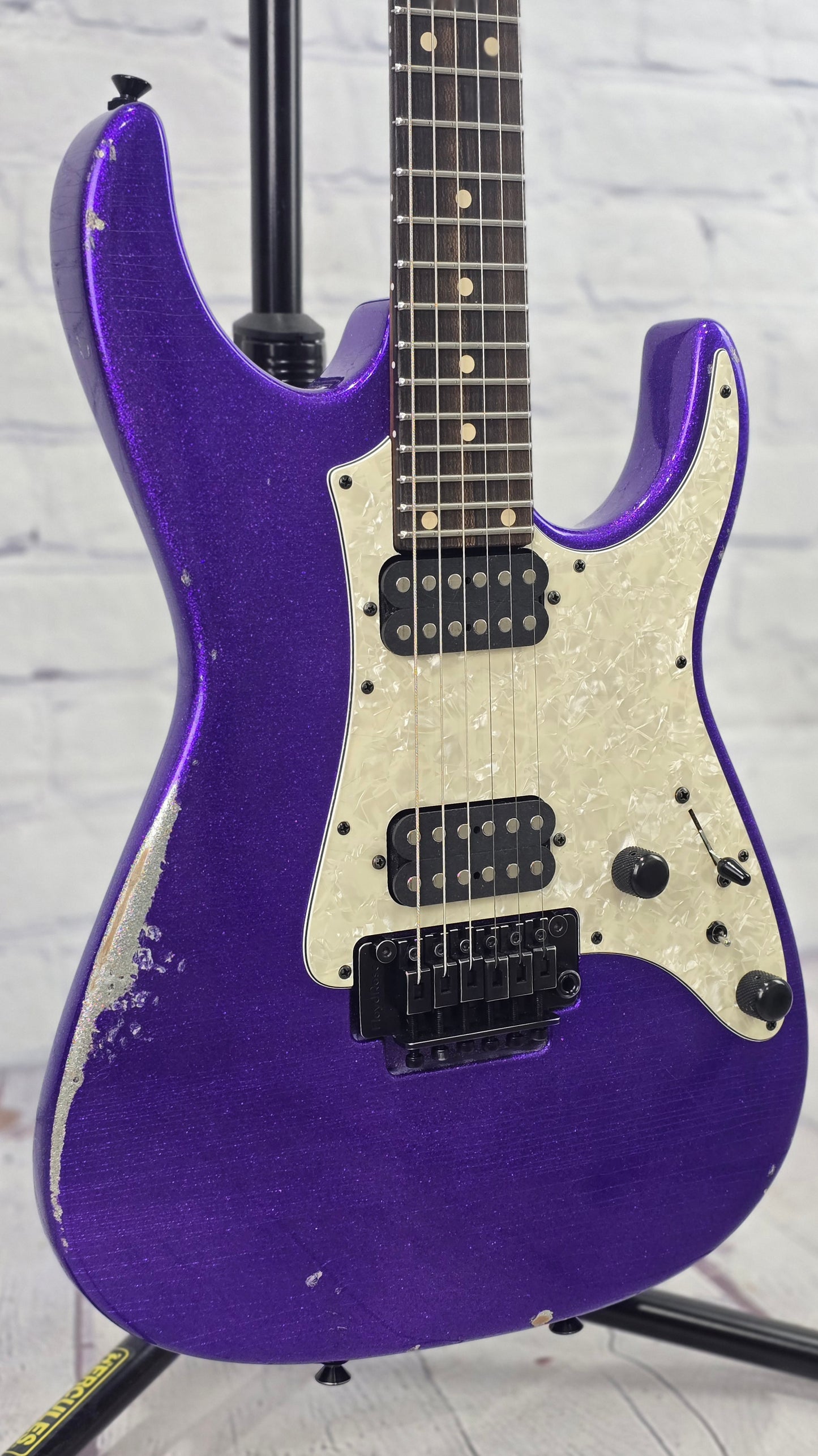 Anderson Guitarworks Guardian Angel Player 6 String Electic Guitar Big Sparkle Purple In-Distress Level 2