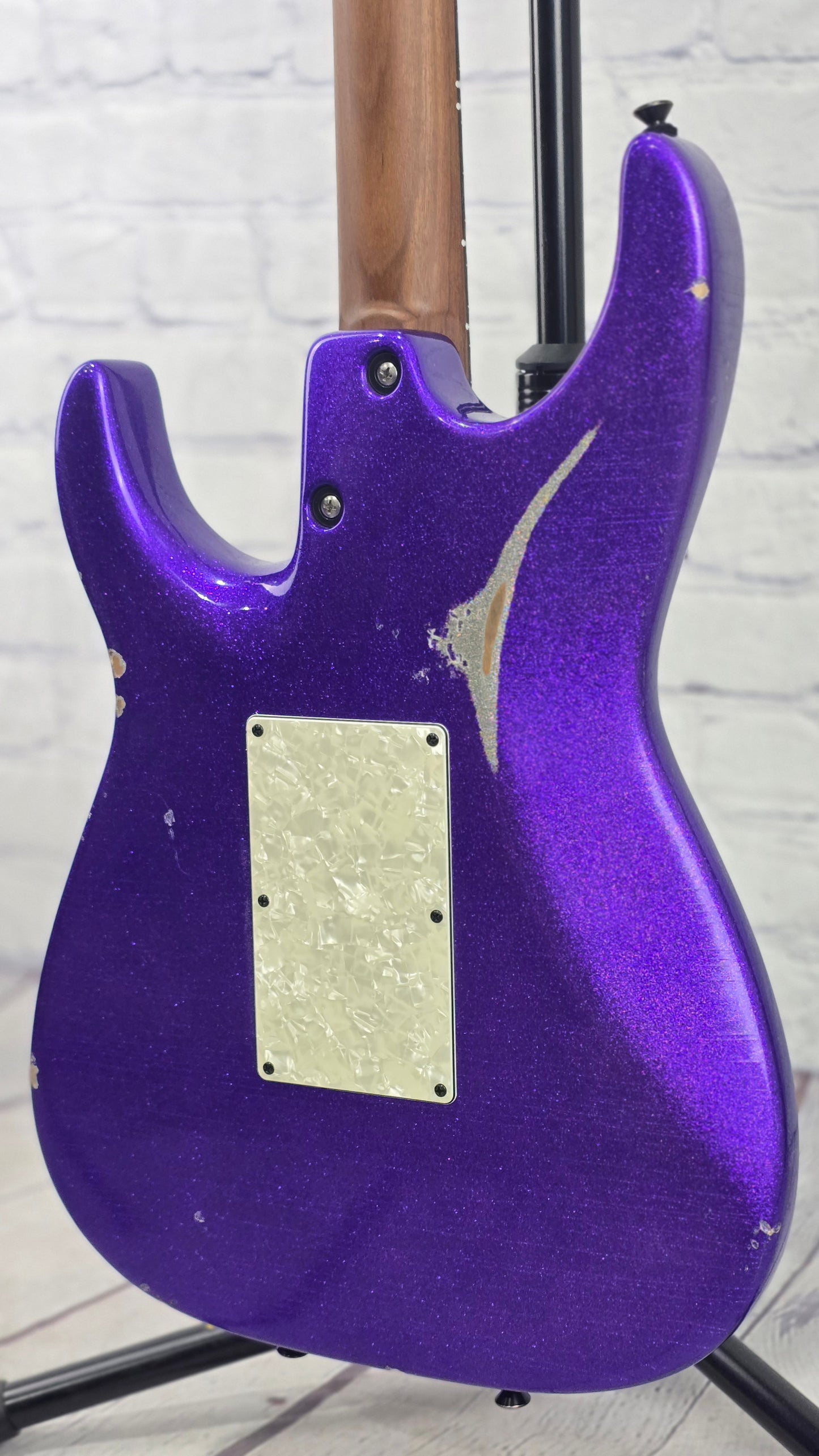 Anderson Guitarworks Guardian Angel Player 6 String Electic Guitar Big Sparkle Purple In-Distress Level 2