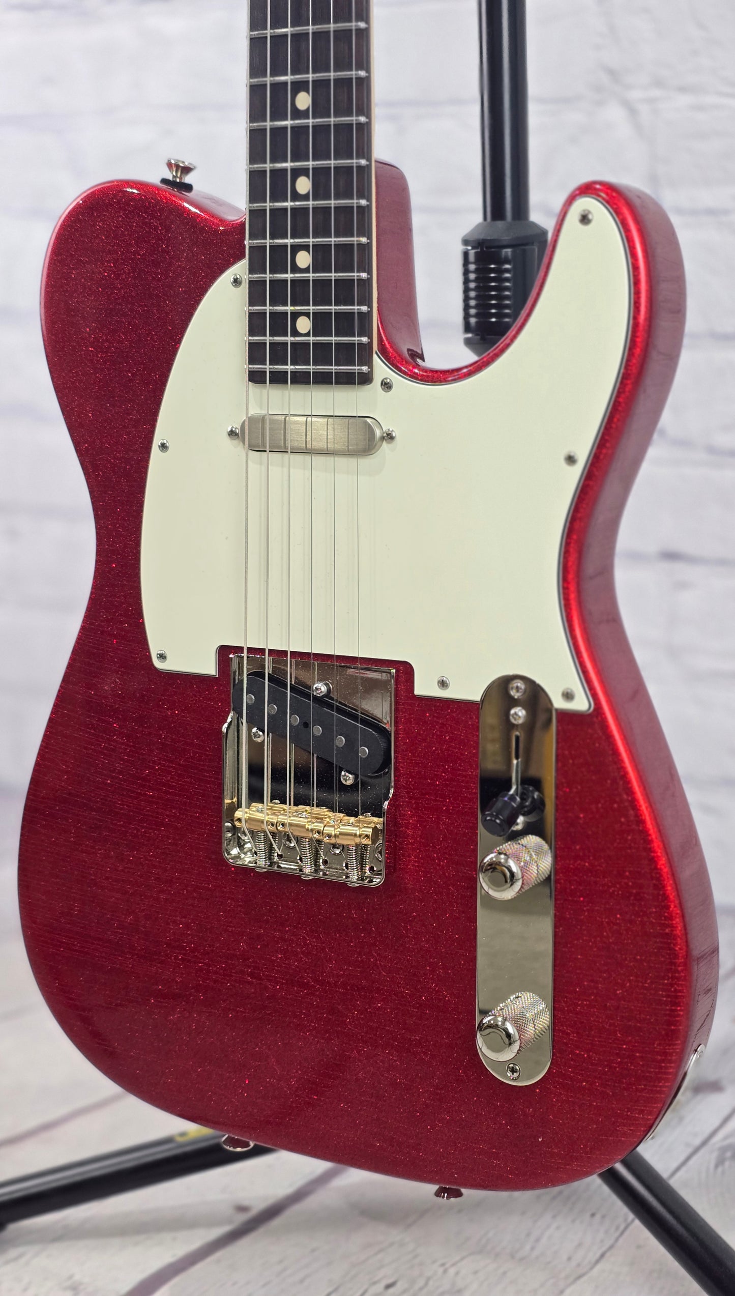 Anderson Guitarworks Hollow T Icon 6 String Electric Guitar Big Sparkle Red In-Distress Level 1