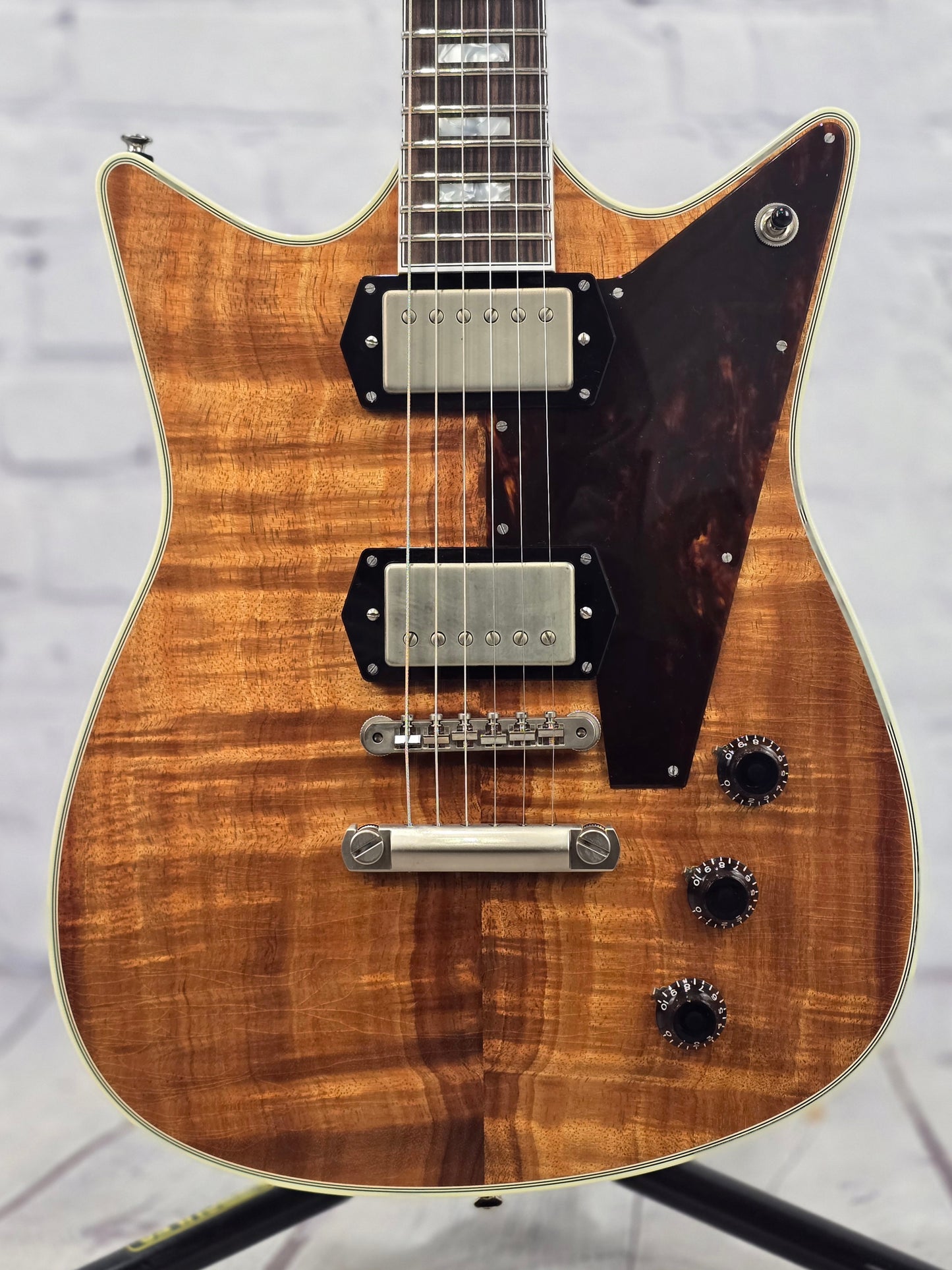 Frank Brothers Arcade One Figured Koa 6 String Electric Guitar Natural