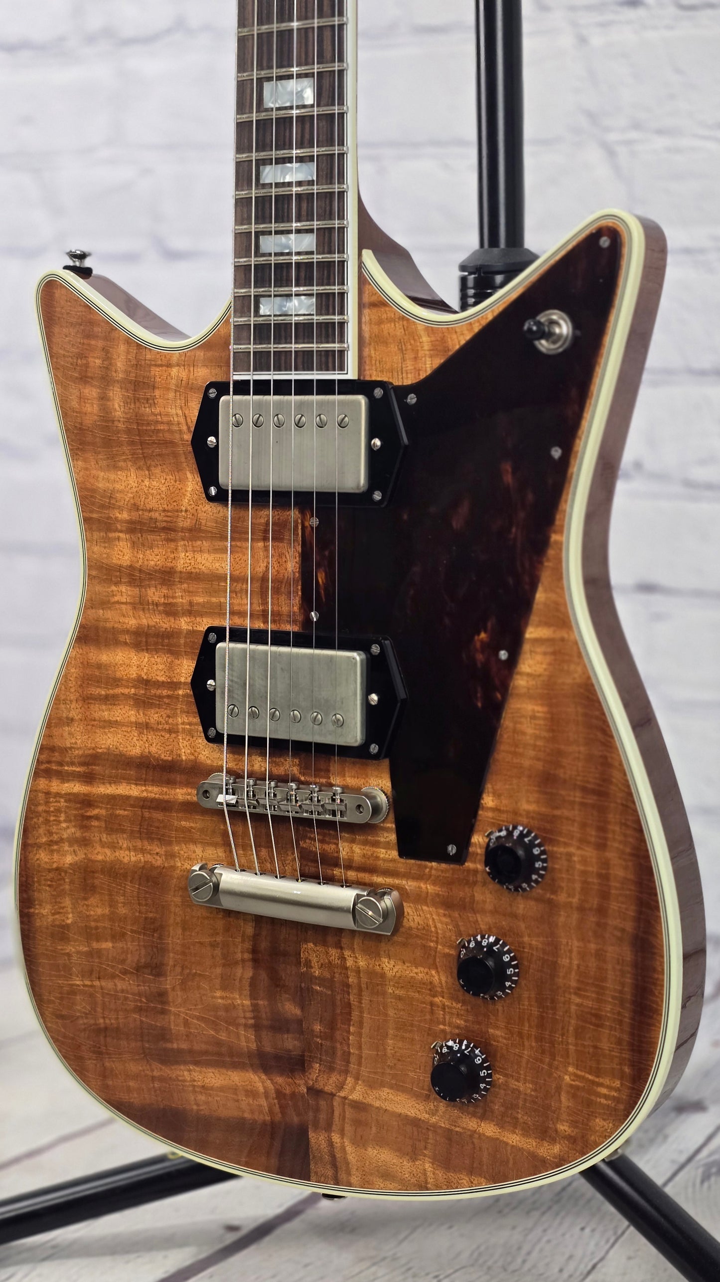 Frank Brothers Arcade One Figured Koa 6 String Electric Guitar Natural
