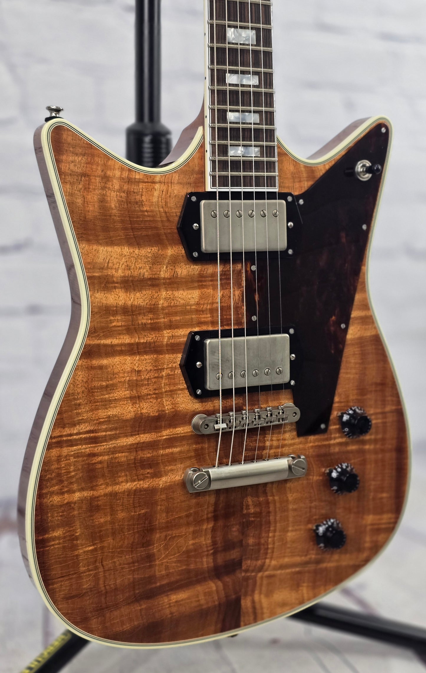 Frank Brothers Arcade One Figured Koa 6 String Electric Guitar Natural