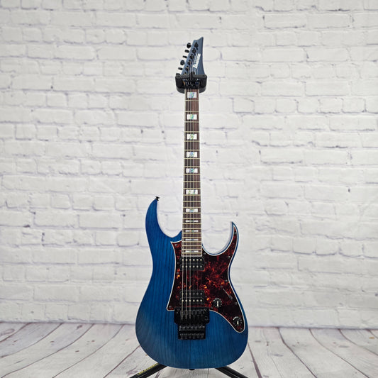 Ibanez Prestige RG653DX TDF 6 String Electric Guitar Transparent Deep Blue Flat