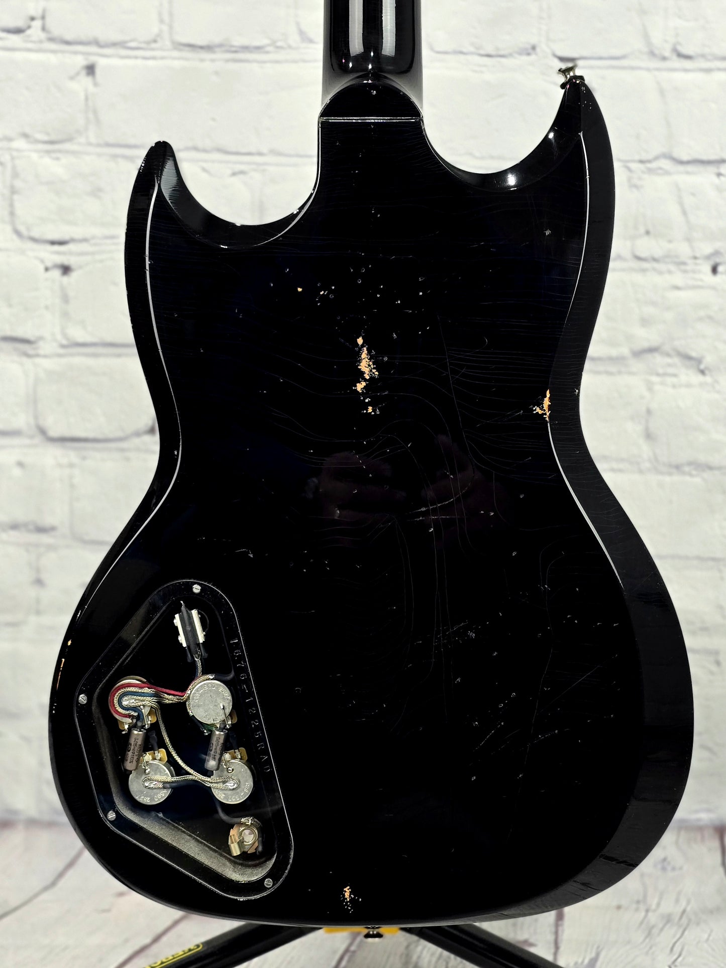 Frank Brothers Radar Deluxe 6 String Electric Guitar Piano Black Heavy Relic Full Gloss