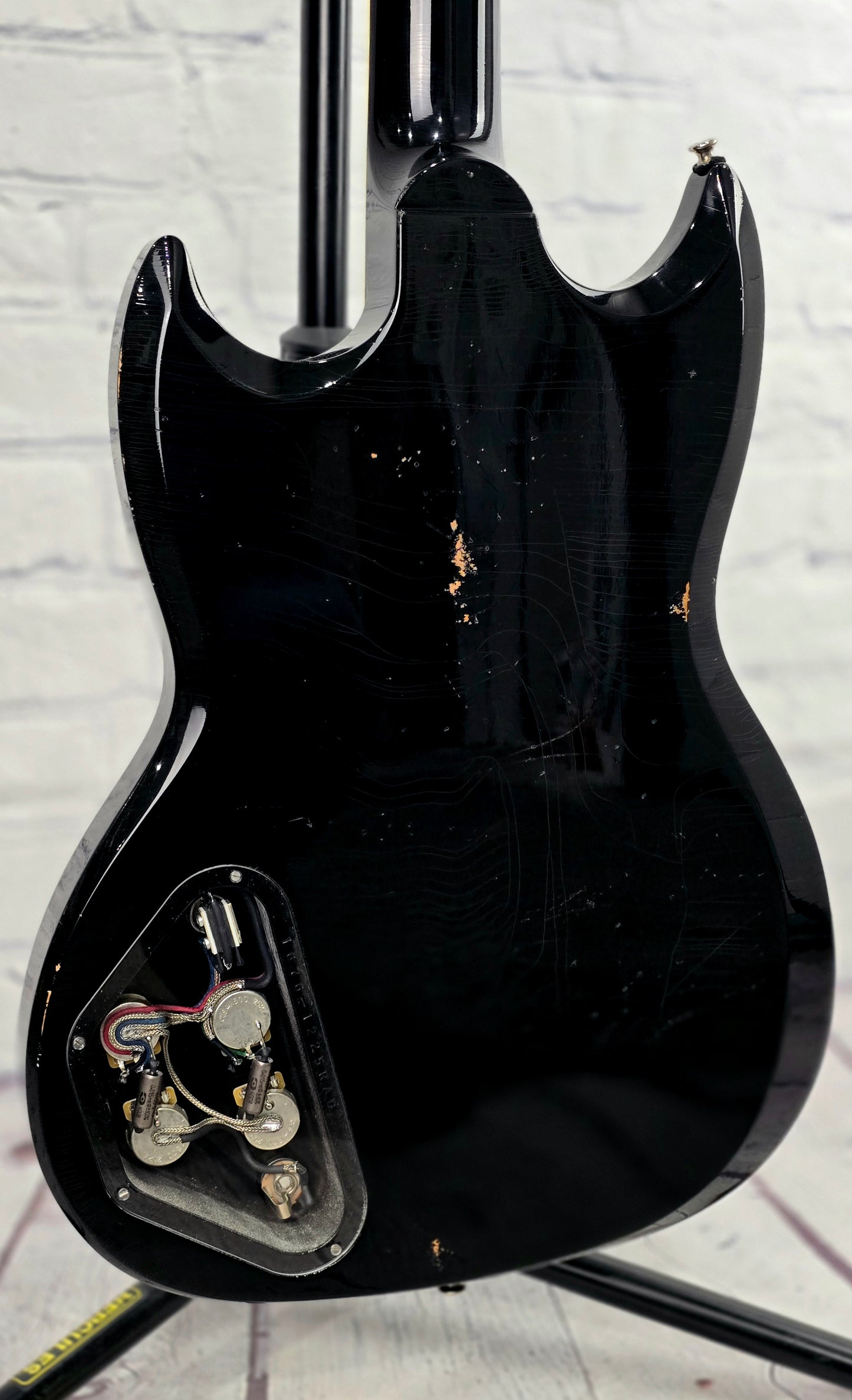 Frank Brothers Radar Deluxe 6 String Electric Guitar Piano Black Heavy Relic Full Gloss