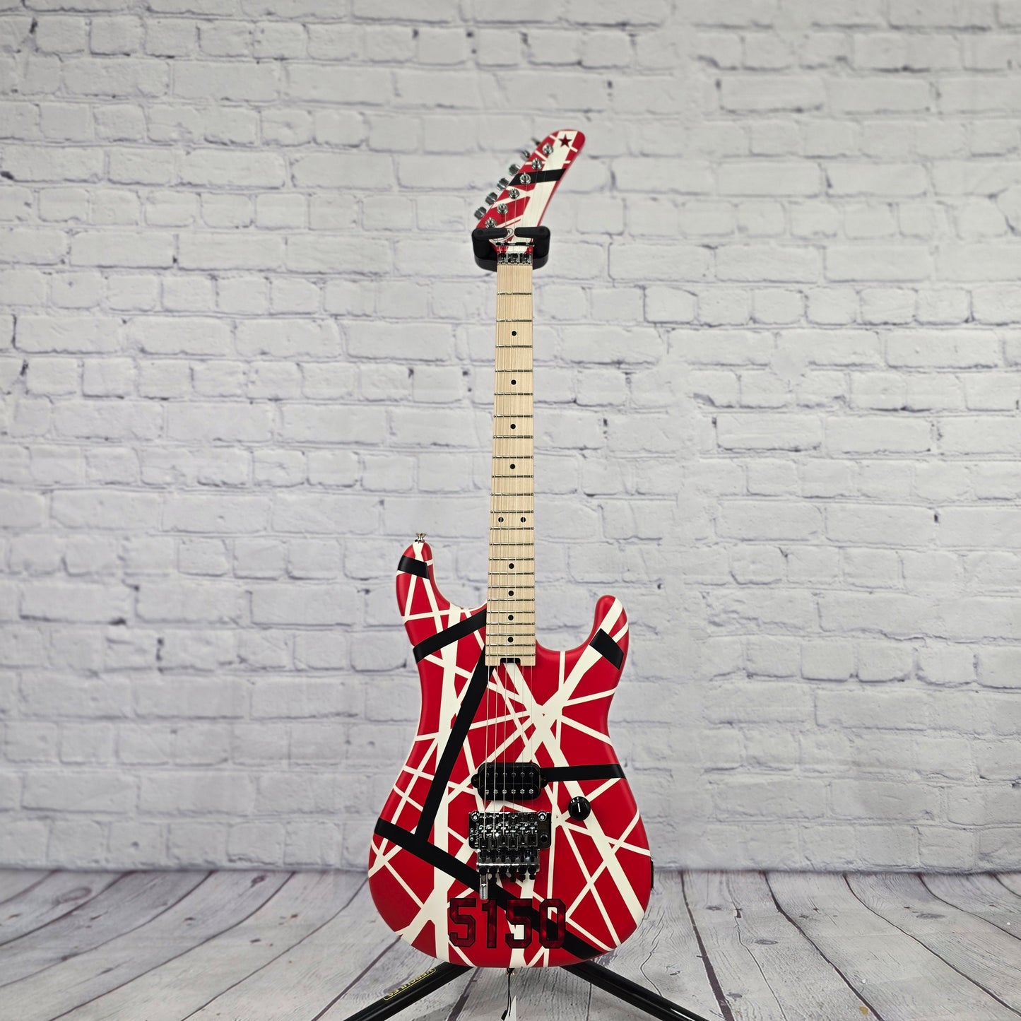 EVH Guitars Striped Series 5150 6 String Electric Guitar R/B/W "5150" Striped Pattern