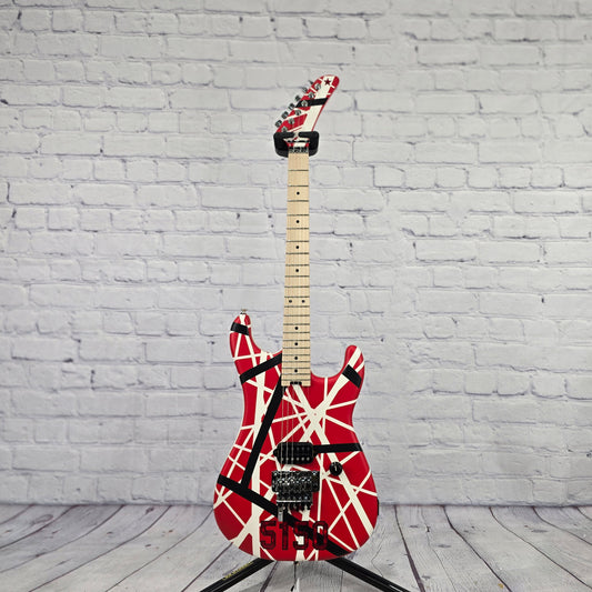 EVH Guitars Striped Series 5150 6 String Electric Guitar R/B/W "5150" Striped Pattern