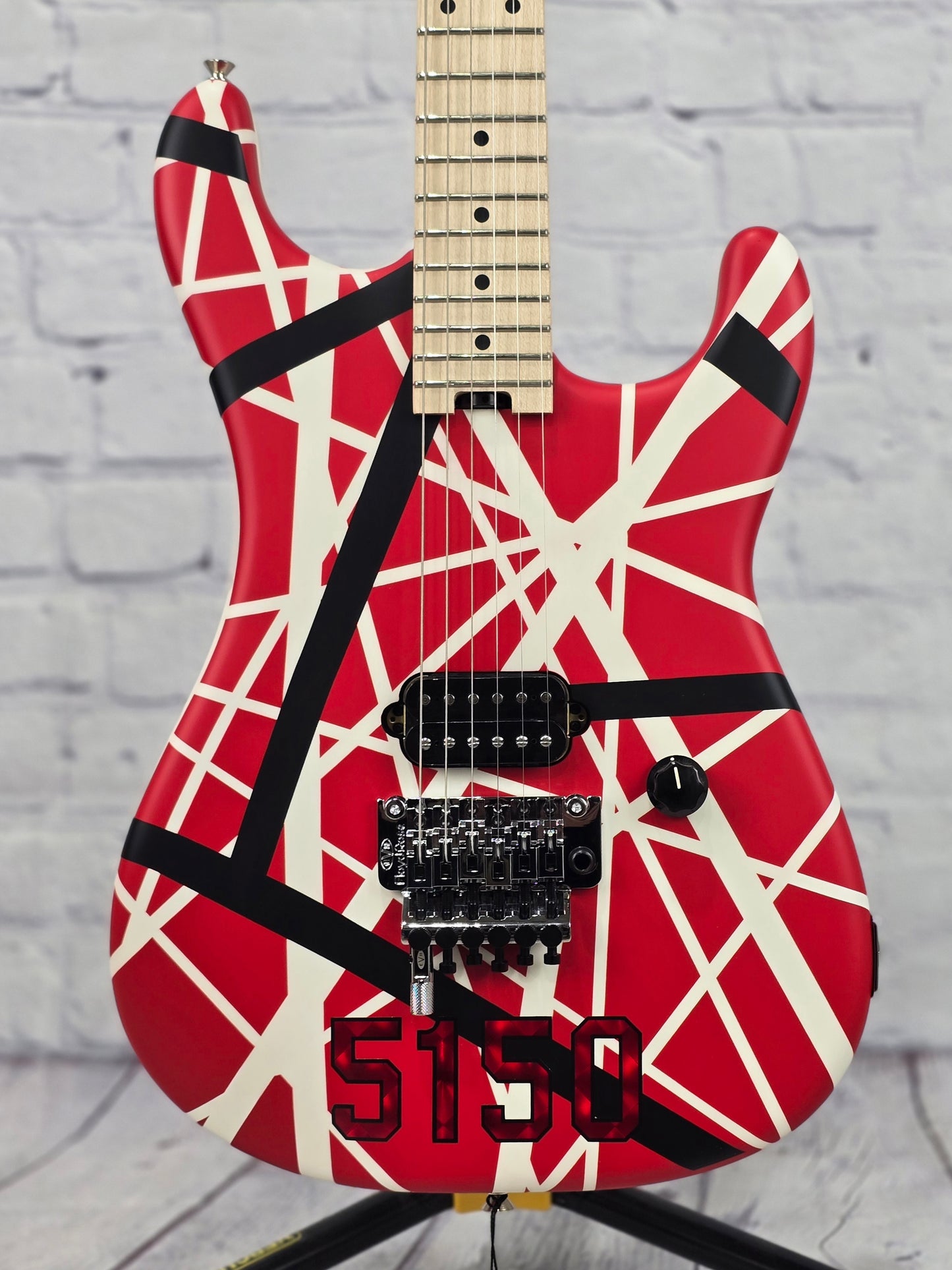 EVH Guitars Striped Series 5150 6 String Electric Guitar R/B/W "5150" Striped Pattern