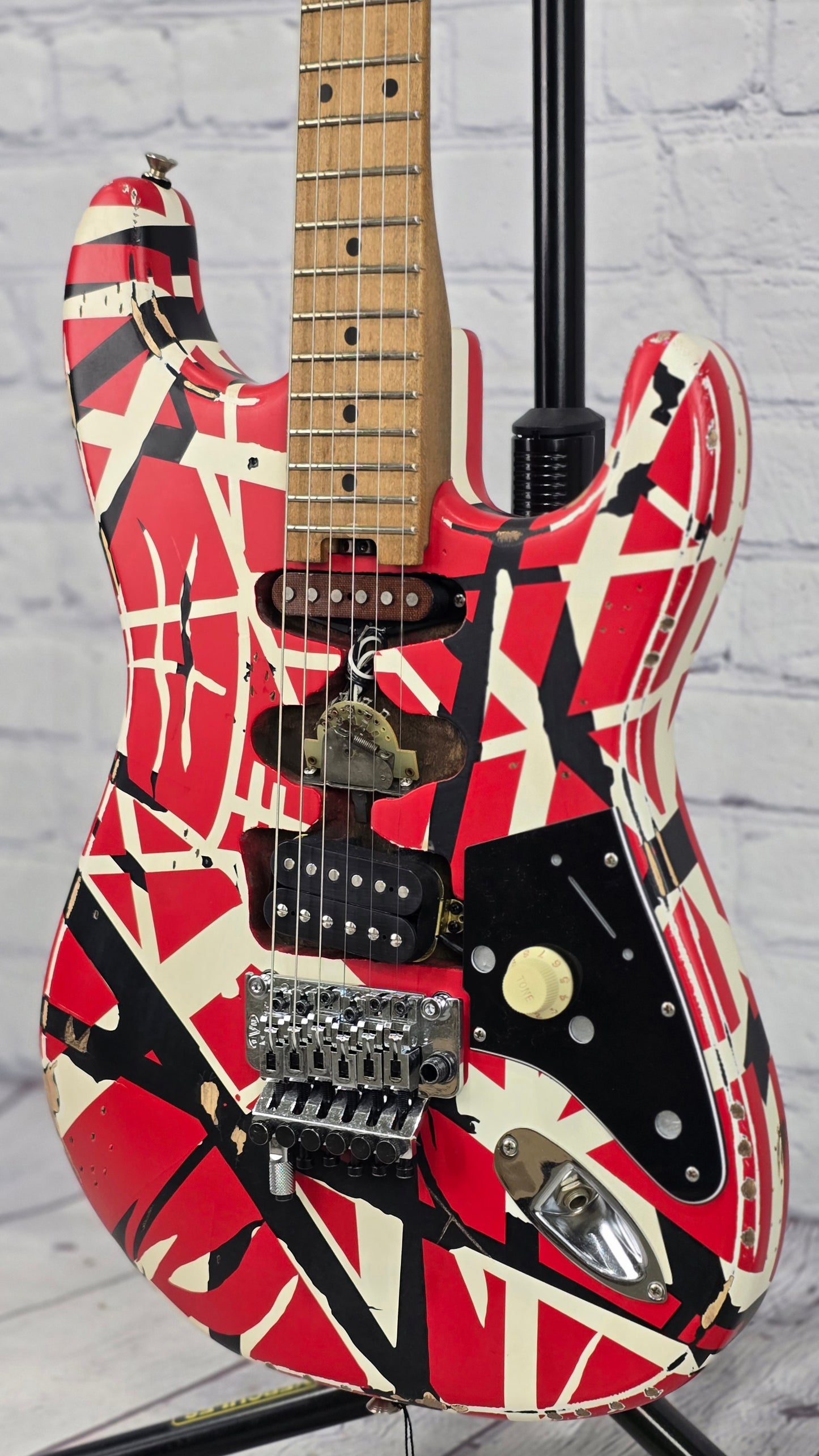 EVH Guitars Striped Series Frankenstein Frankie 6 String Electric Guitar R/B/W Relic