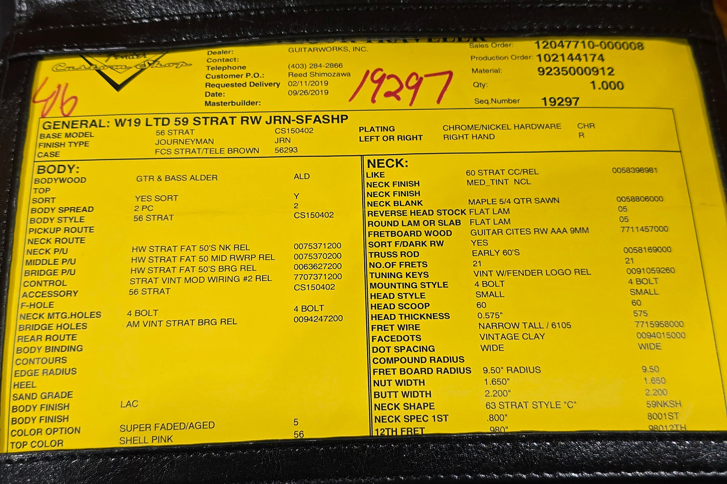 USED Fender Custom Shop '59 Stratocaster Journeyman Relic 6 String Electric Guitar Super Faded Shell Pink