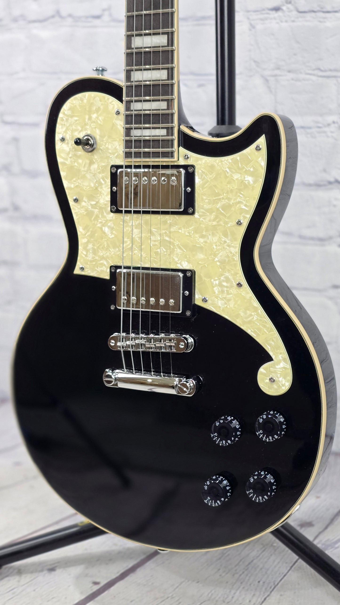 USED D'Angelico Premier Atlantic 6 String Electric Guitar Gloss Black Flake