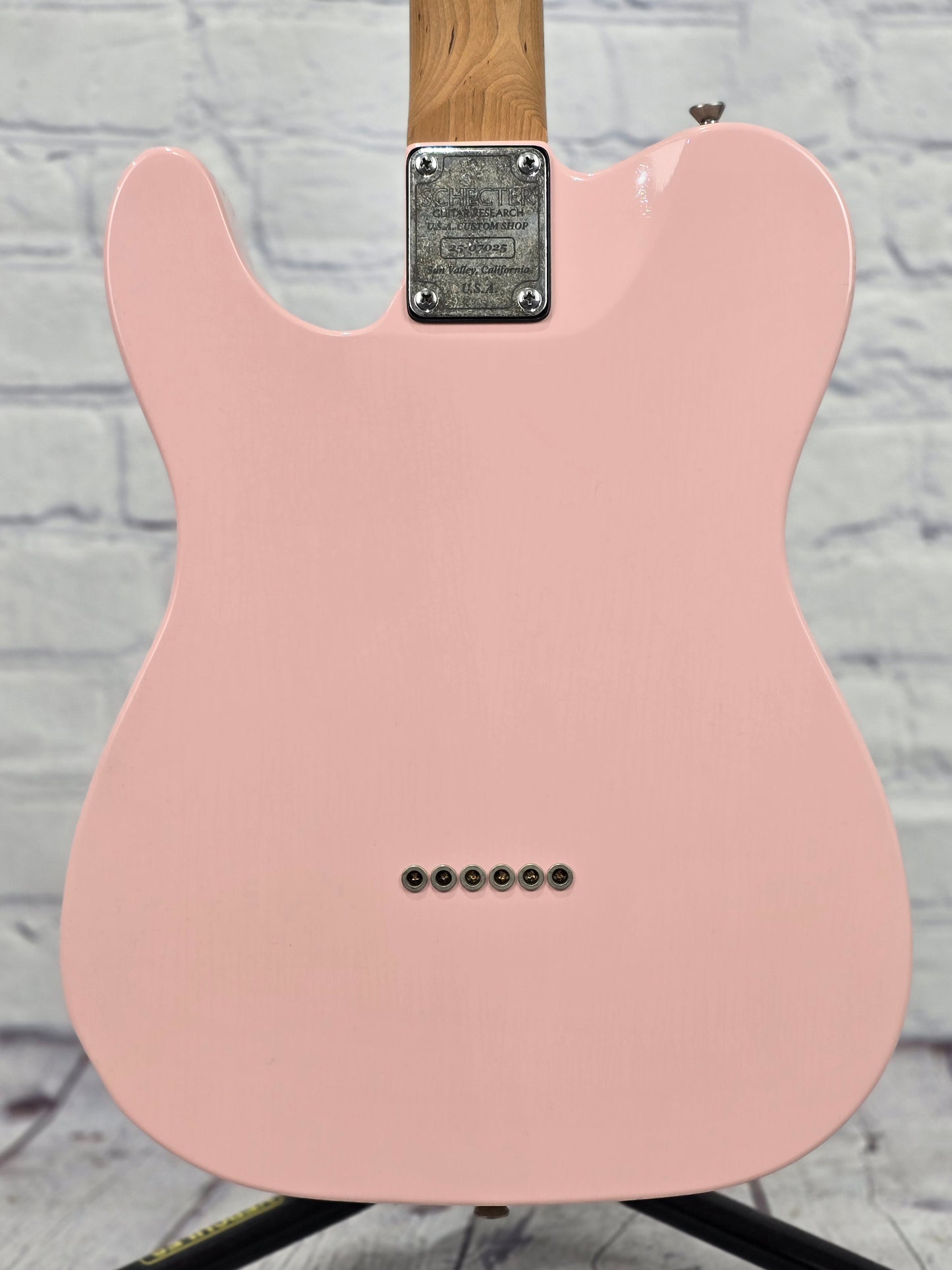 Schecter Guitars USA Custom Shop PT Wembley Studio 6 String Electric Guitar Aged Shell Pink