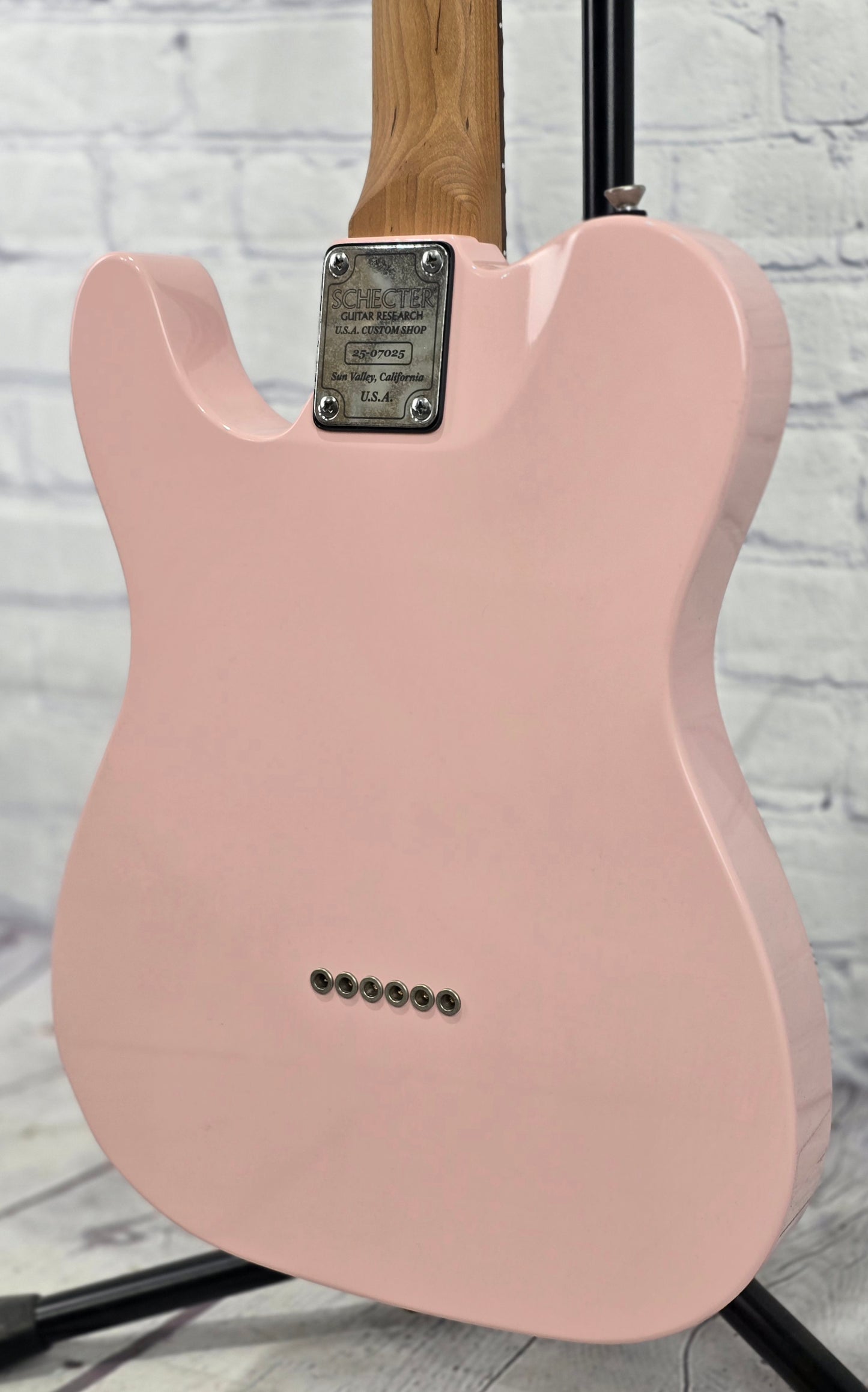Schecter Guitars USA Custom Shop PT Wembley Studio 6 String Electric Guitar Aged Shell Pink