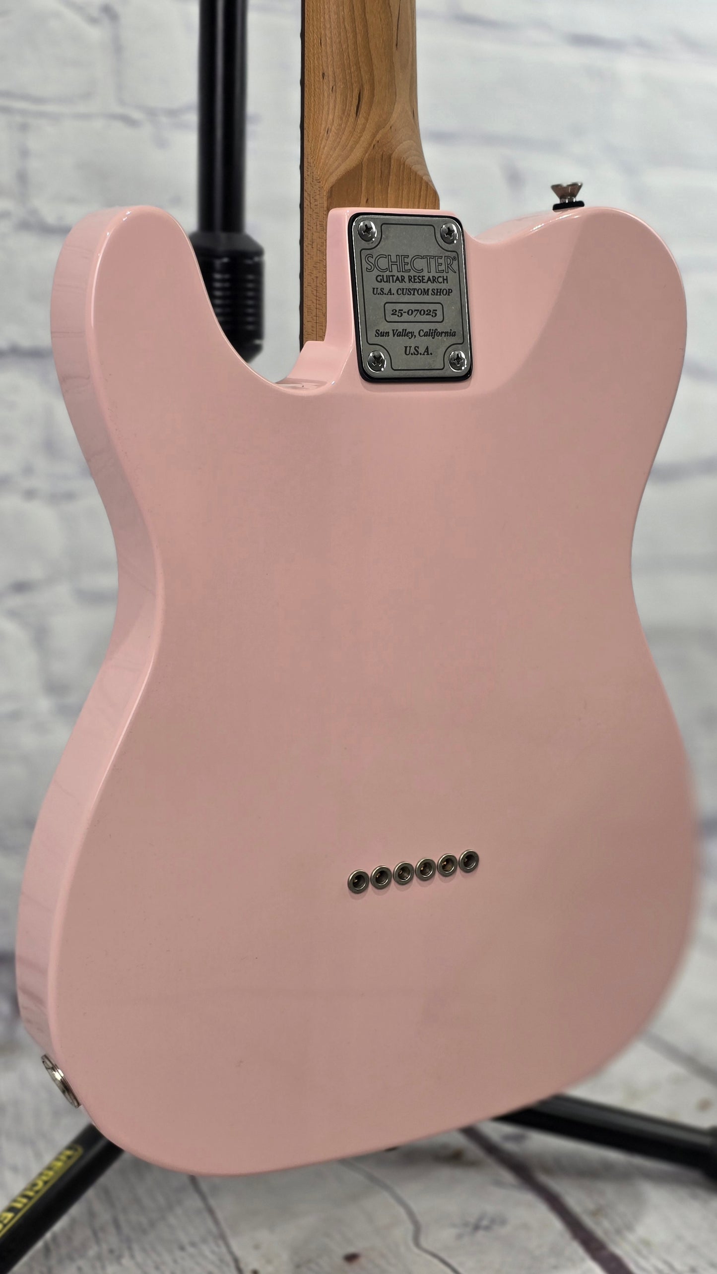 Schecter Guitars USA Custom Shop PT Wembley Studio 6 String Electric Guitar Aged Shell Pink