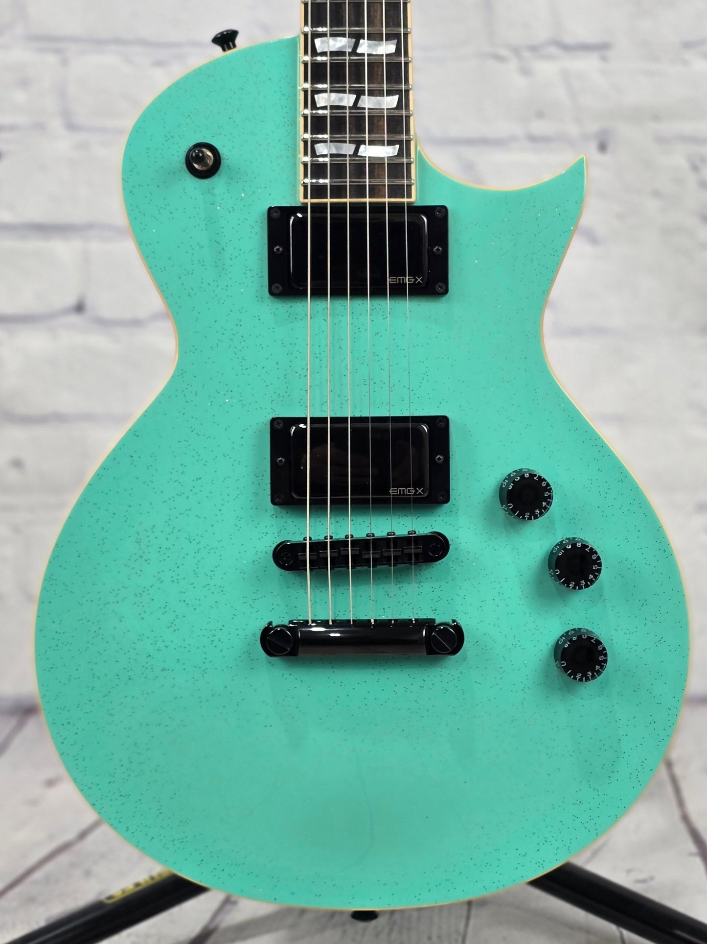 ESP Guitars USA Eclipse 6 String Electric Guitar Midori Gold Sparkle