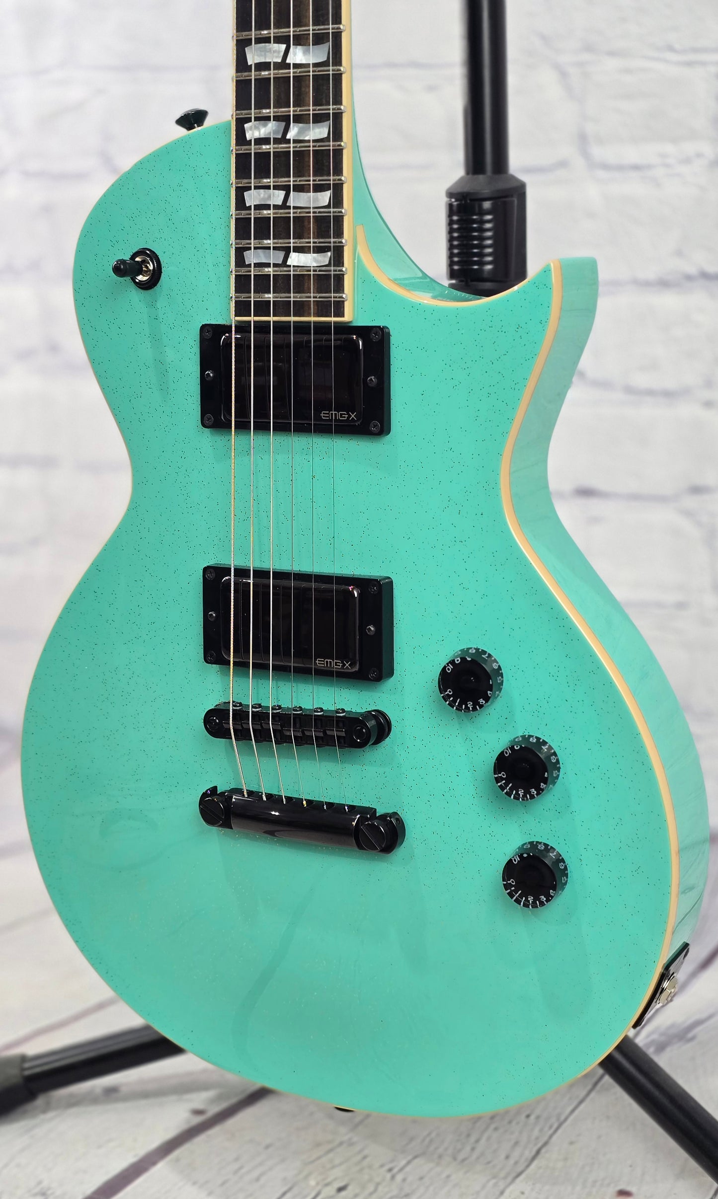 ESP Guitars USA Eclipse 6 String Electric Guitar Midori Gold Sparkle