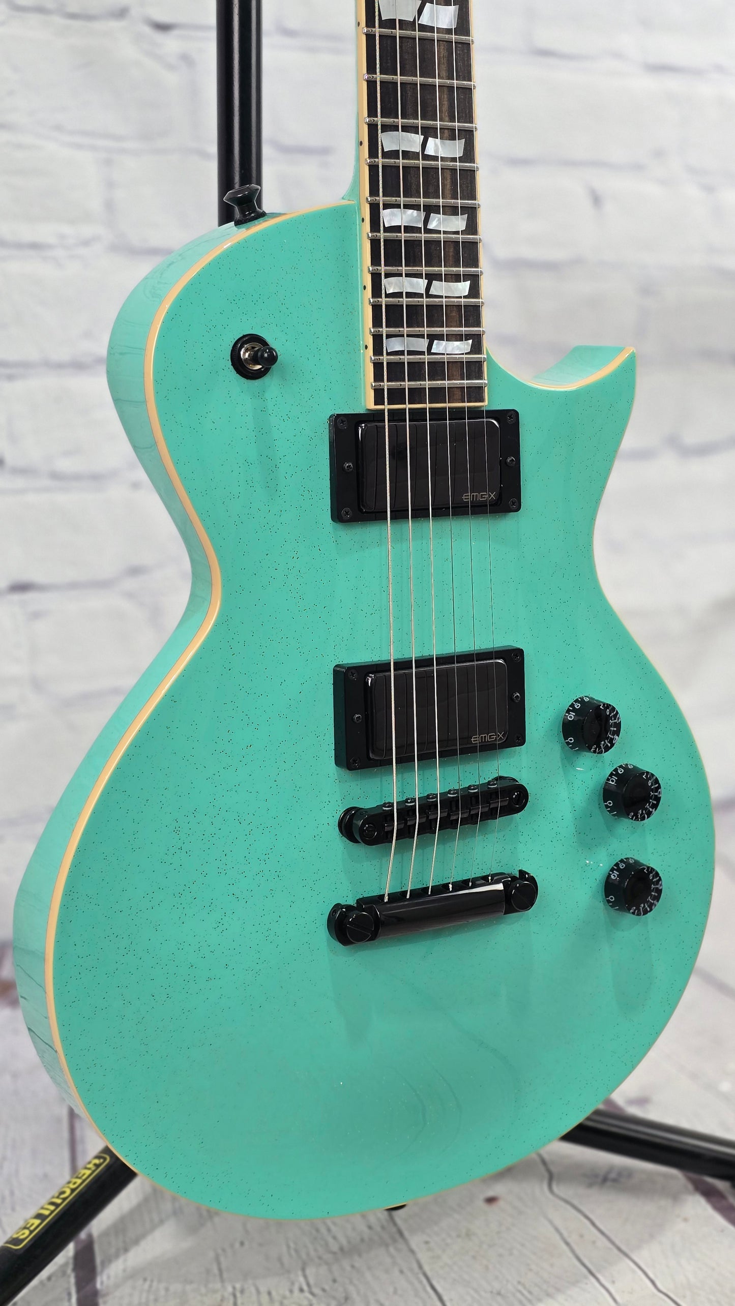 ESP Guitars USA Eclipse 6 String Electric Guitar Midori Gold Sparkle