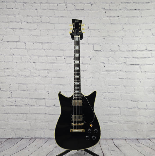 Frank Brothers Arcade One 6 String Electric Guitar Gloss Piano Black Light Relic