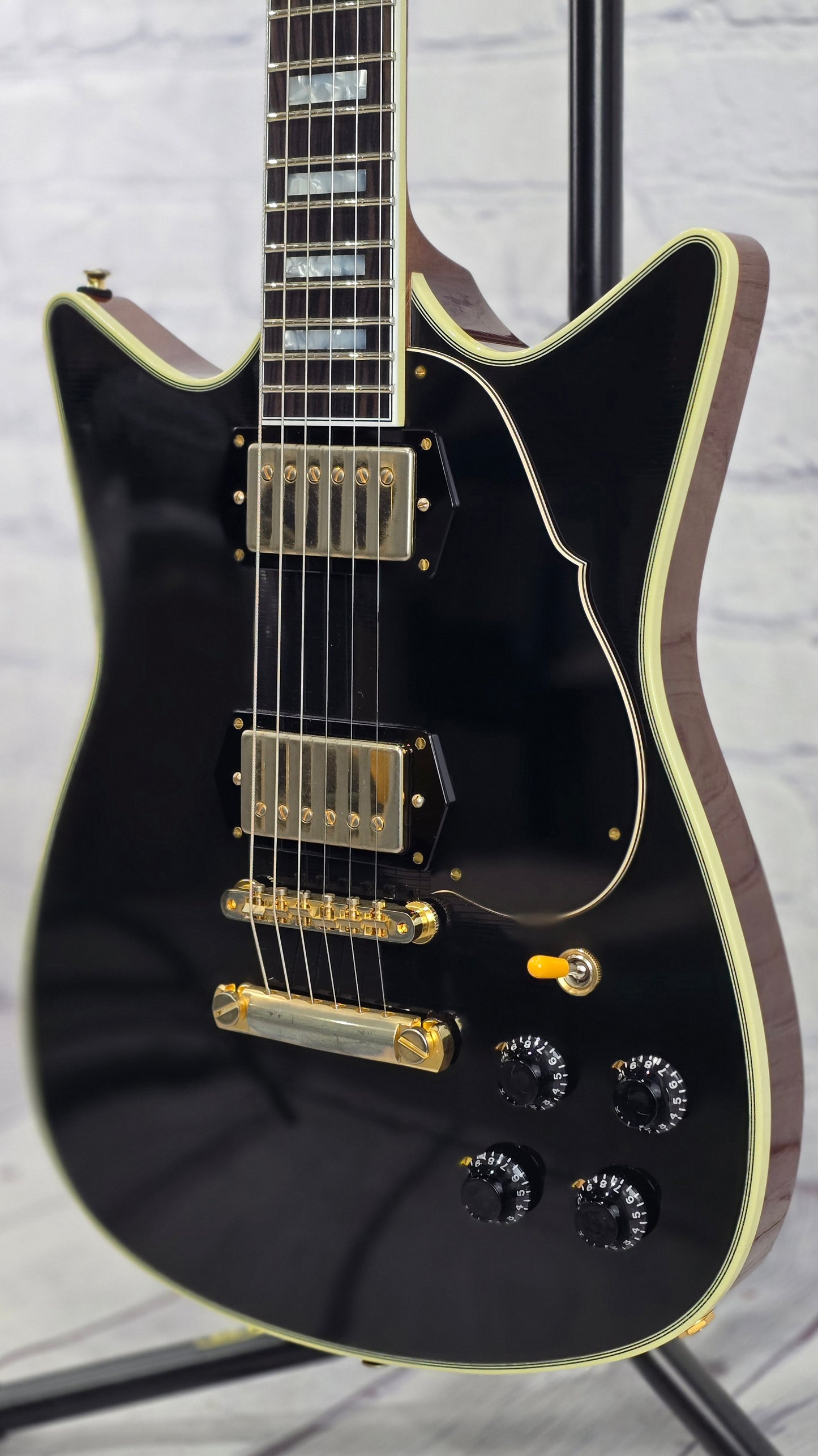 Frank Brothers Arcade One 6 String Electric Guitar Gloss Piano Black Light Relic