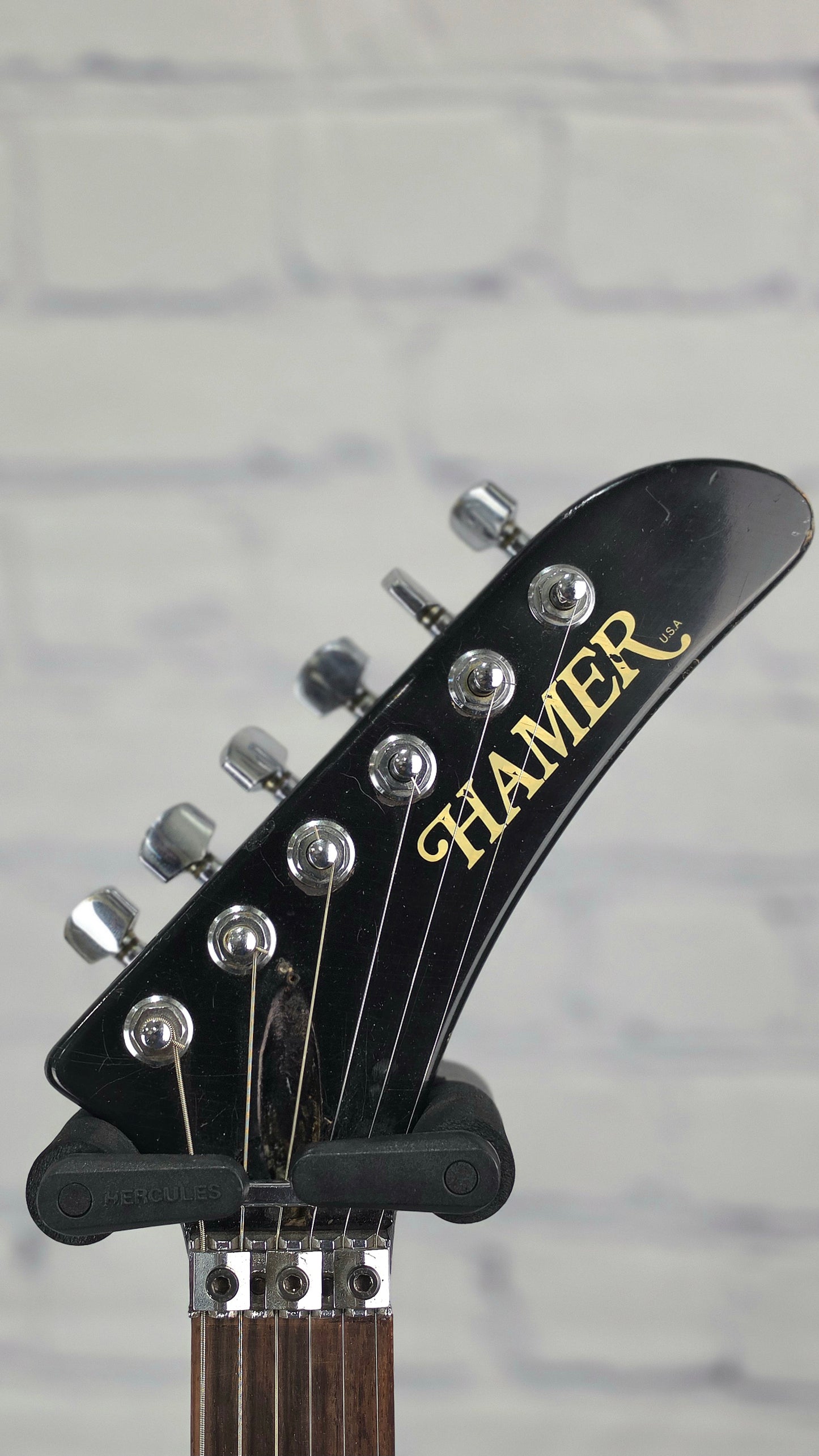 USED Hamer USA Blitz Custom Mick Mars 6 String Electric Guitar Yellow and Black Tiger Stripes 1984