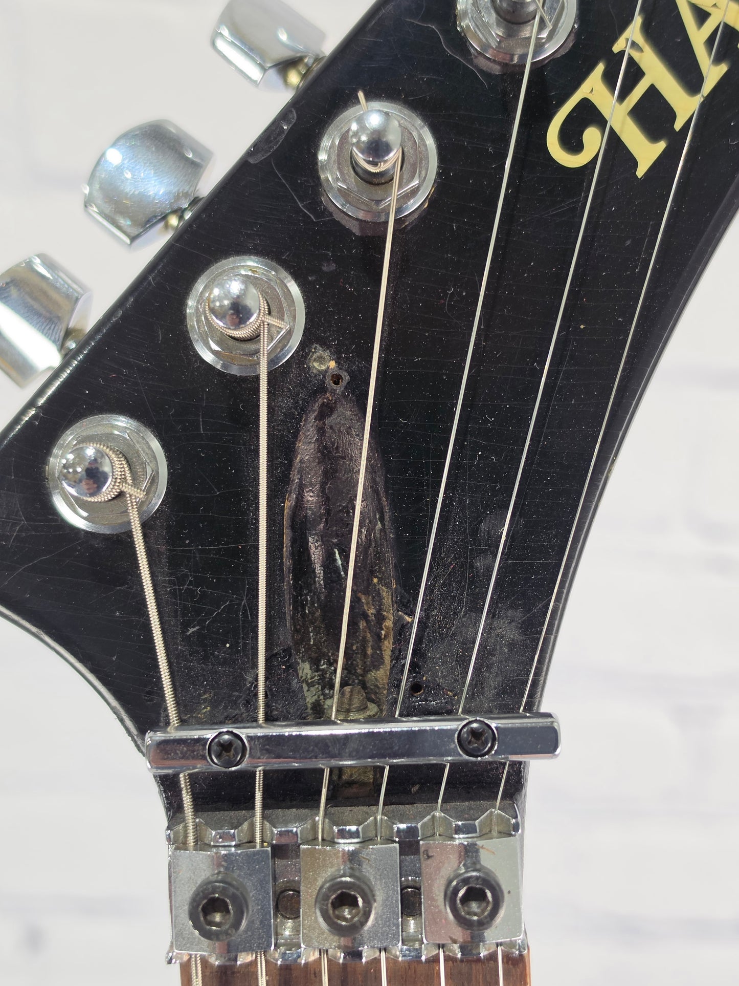 USED Hamer USA Blitz Custom Mick Mars 6 String Electric Guitar Yellow and Black Tiger Stripes 1984