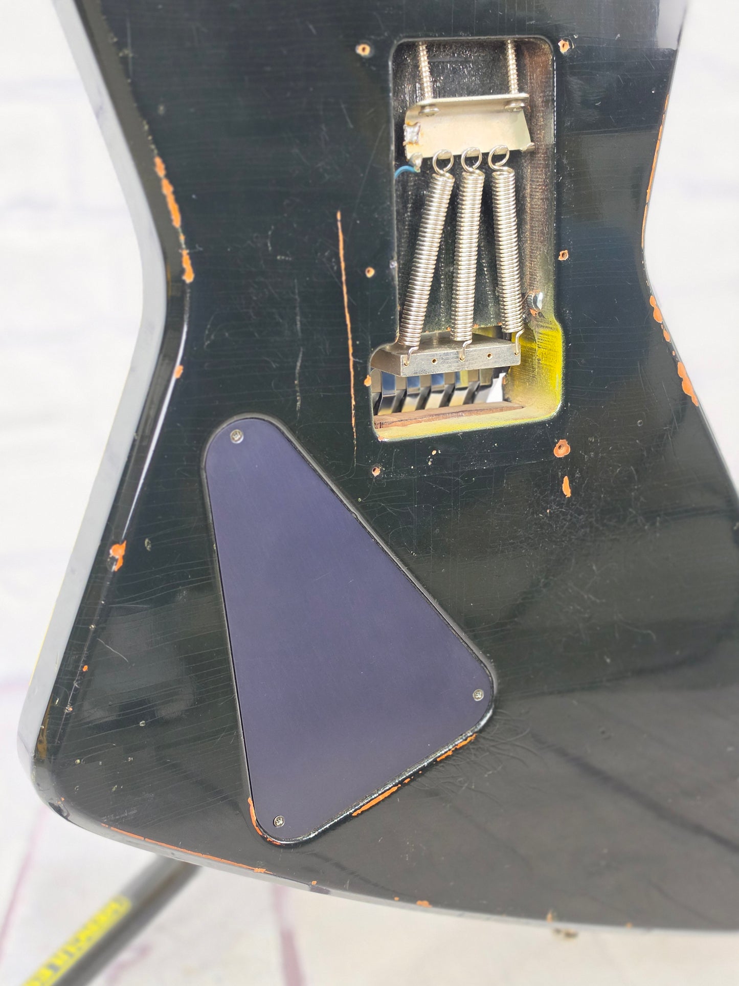 USED Hamer USA Blitz Custom Mick Mars 6 String Electric Guitar Yellow and Black Tiger Stripes 1984