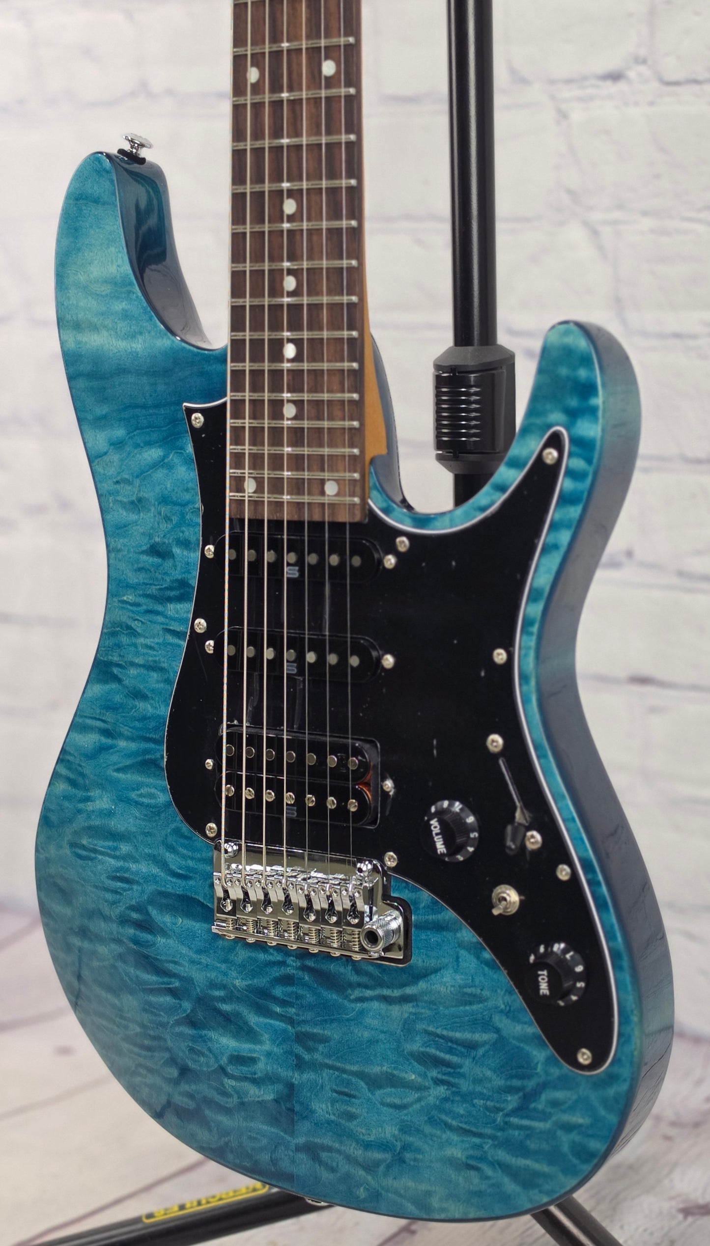 Ibanez Premium AZ447P1QM COB 7 String Electric Guitar Quilt Maple Cosmic Blue