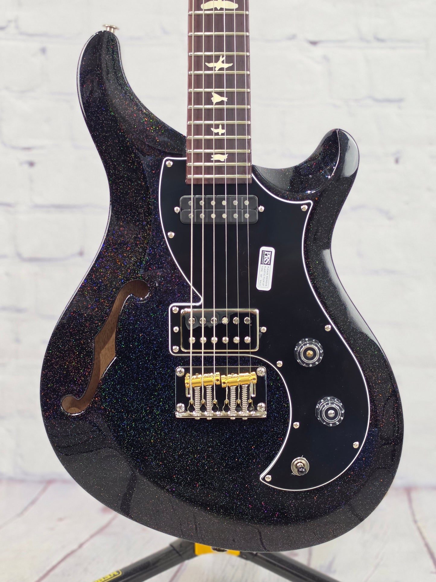 Paul Reed Smith PRS Guitars S2 Vela Semi-Hollow 6 String Electric Guitar Black Rainbow Holoflake