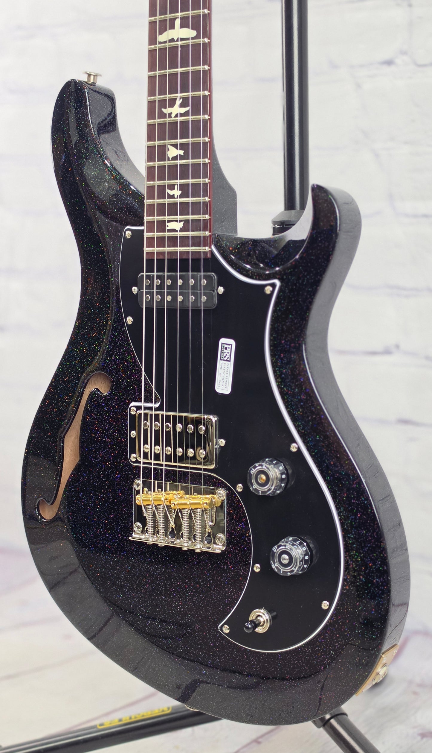 Paul Reed Smith PRS Guitars S2 Vela Semi-Hollow 6 String Electric Guitar Black Rainbow Holoflake