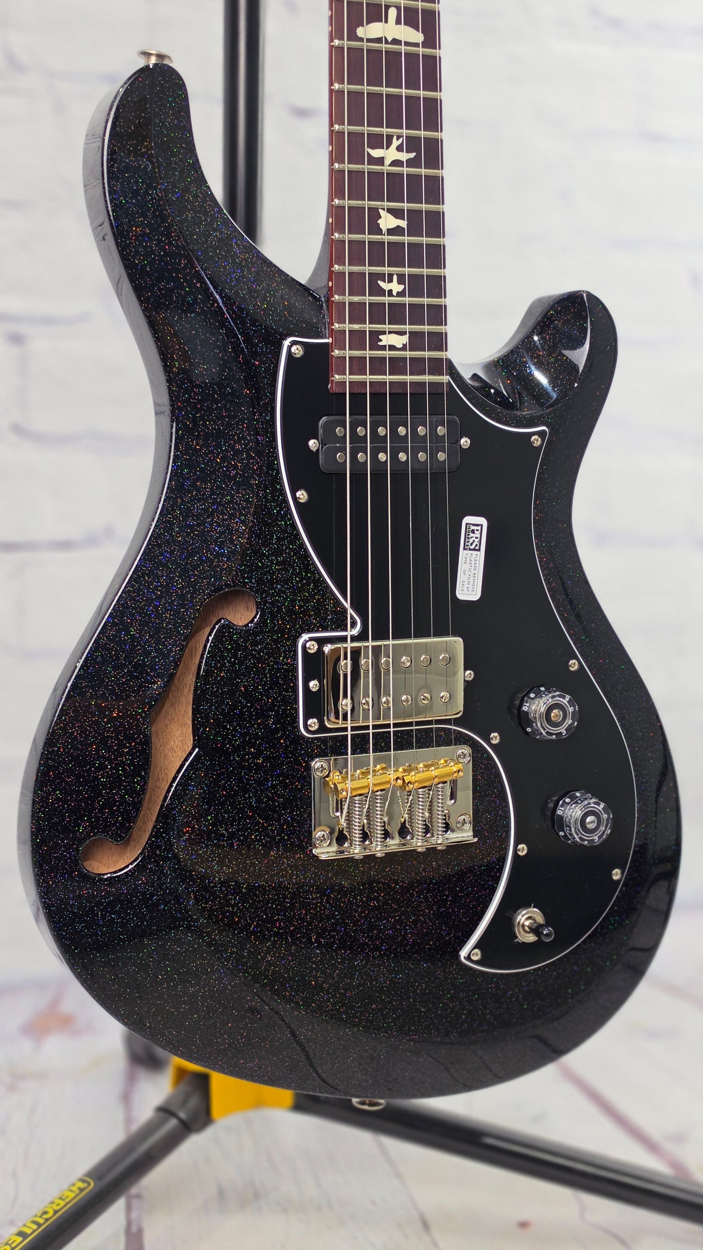 Paul Reed Smith PRS Guitars S2 Vela Semi-Hollow 6 String Electric Guitar Black Rainbow Holoflake