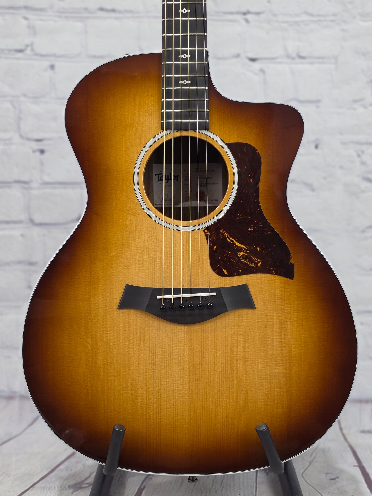 USED Taylor Guitars Sunset Blvd 214CE DLX SEB 6 String Acoustic Guitar Shaded Edgeburst