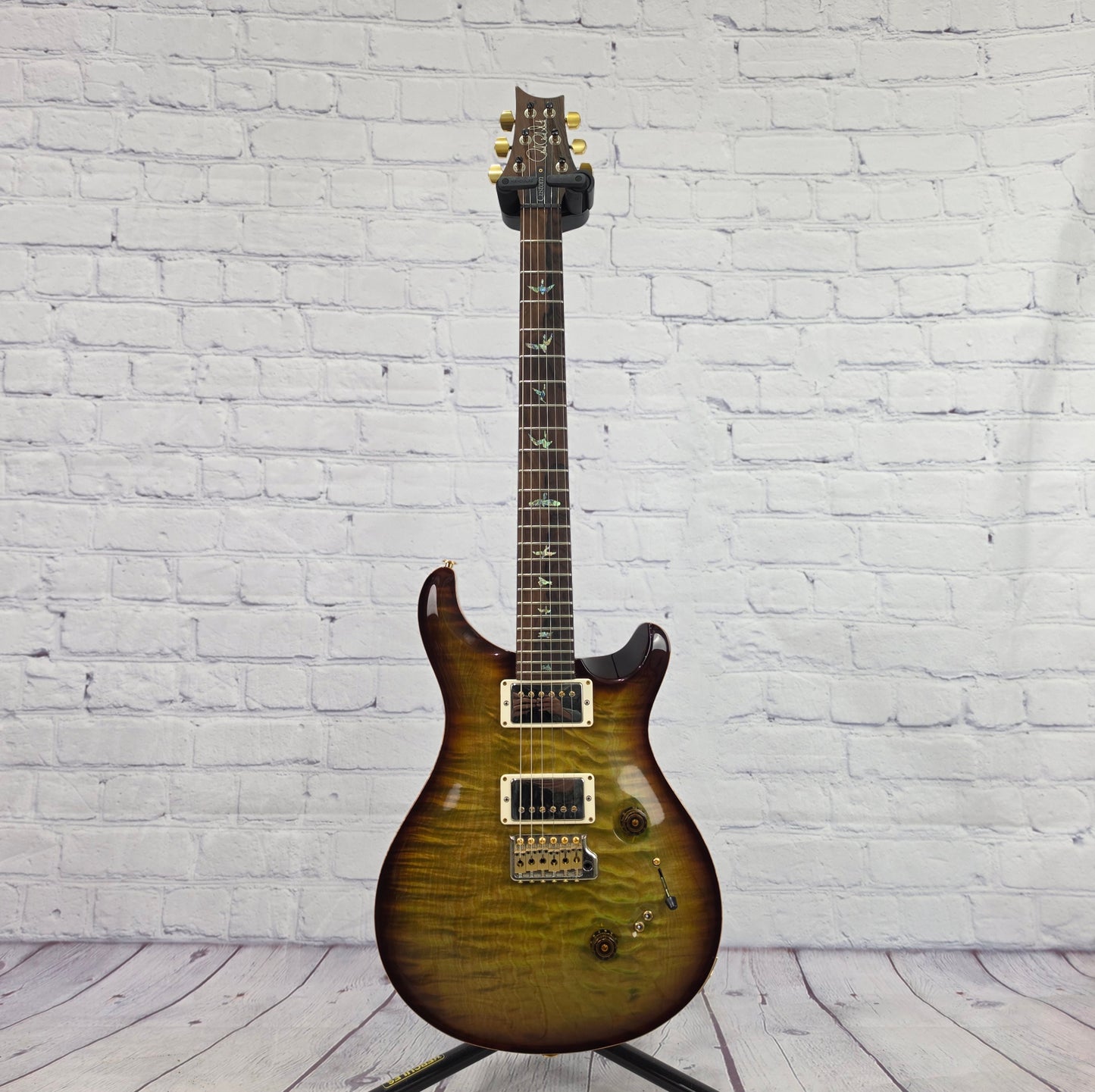 USED Paul Reed Smith PRS Guitars Wood Library Custom 24-08 6 String Electric Guitar Trampas Green Tobacco Burst 10 Top