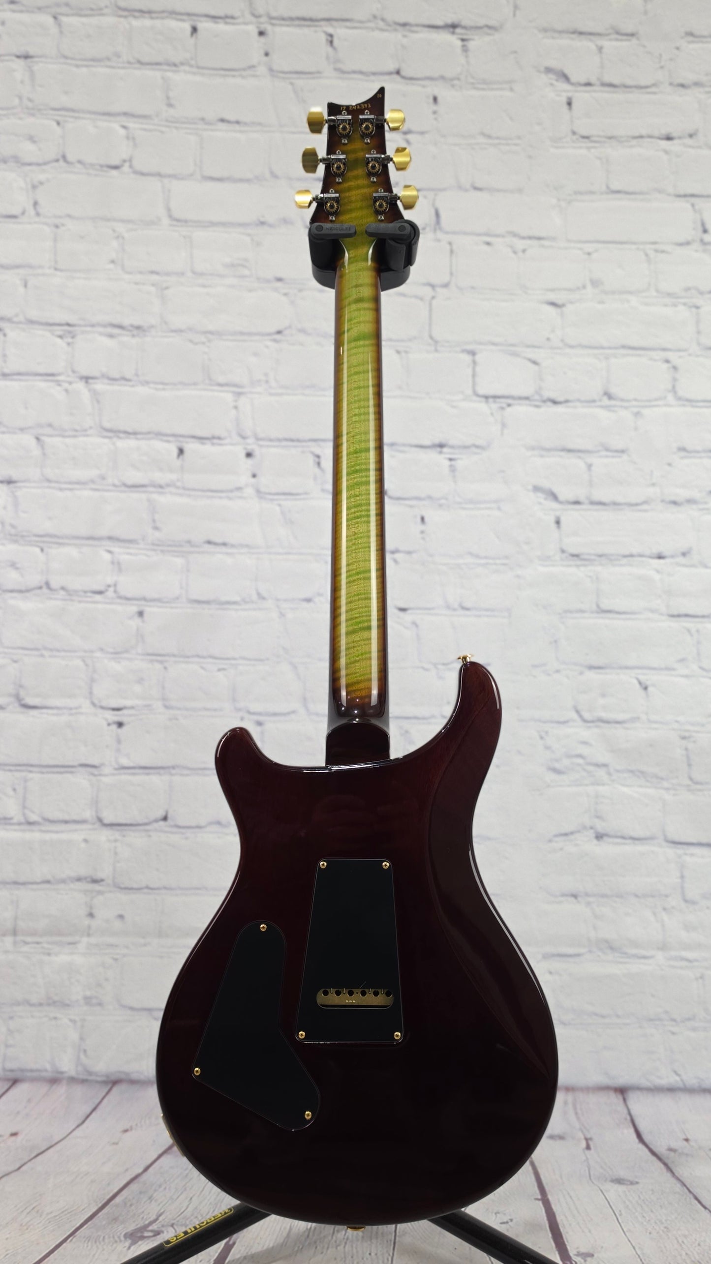 USED Paul Reed Smith PRS Guitars Wood Library Custom 24-08 6 String Electric Guitar Trampas Green Tobacco Burst 10 Top
