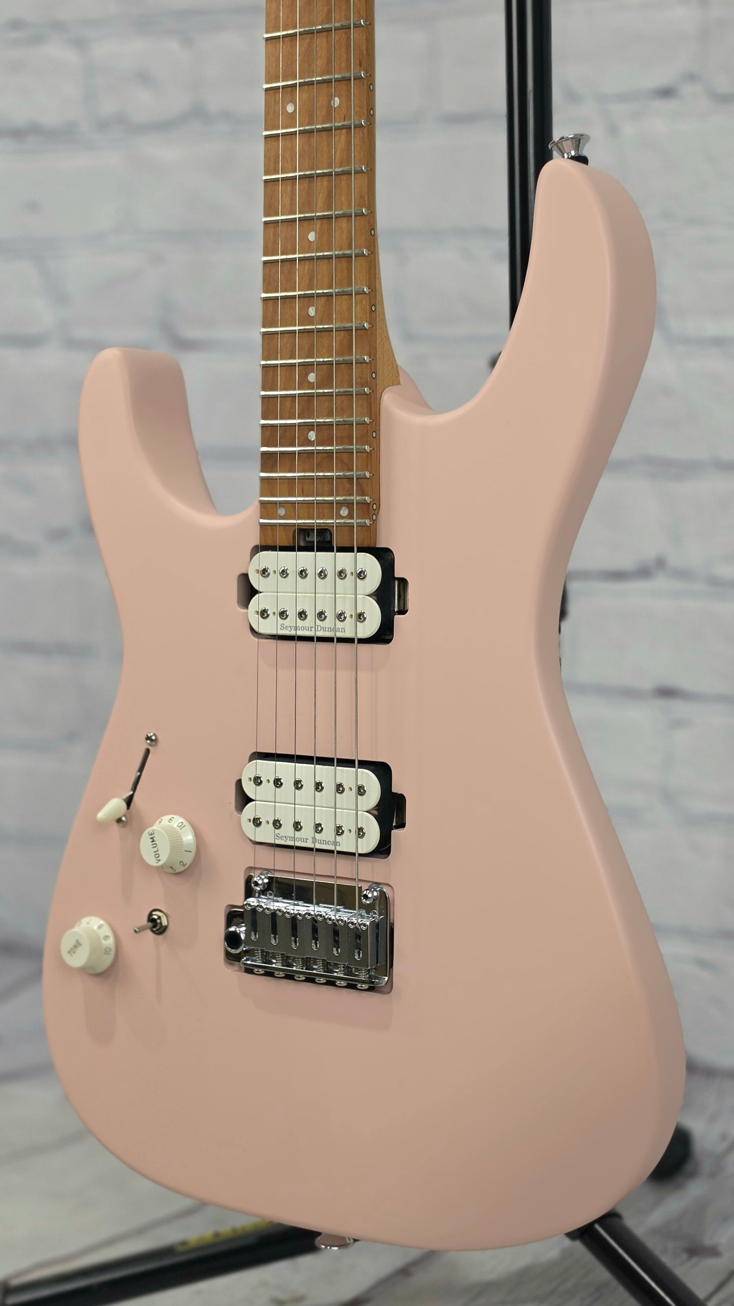 Charvel Guitars Pro-Mod DK24 HH 2PT CM LH Left Handed 6 String Electric Guitar Satin Shell Pink Lefty