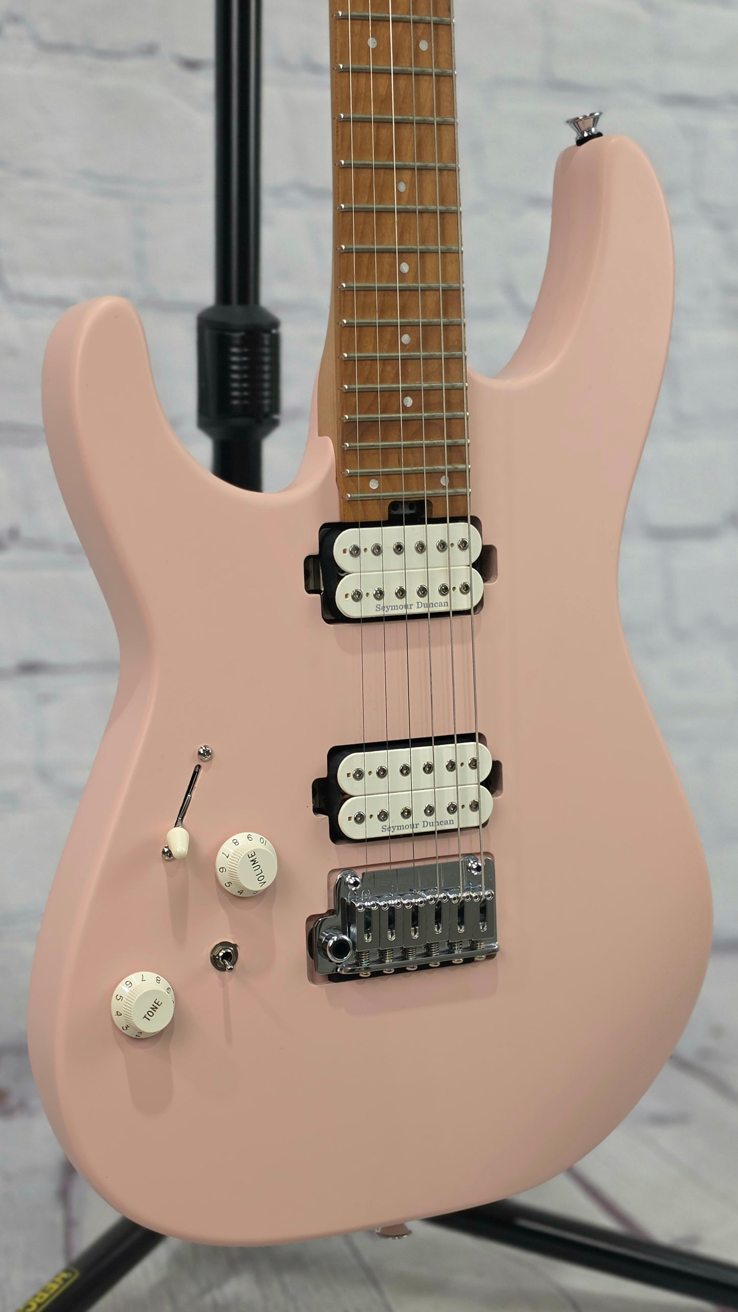 Charvel Guitars Pro-Mod DK24 HH 2PT CM LH Left Handed 6 String Electric Guitar Satin Shell Pink Lefty