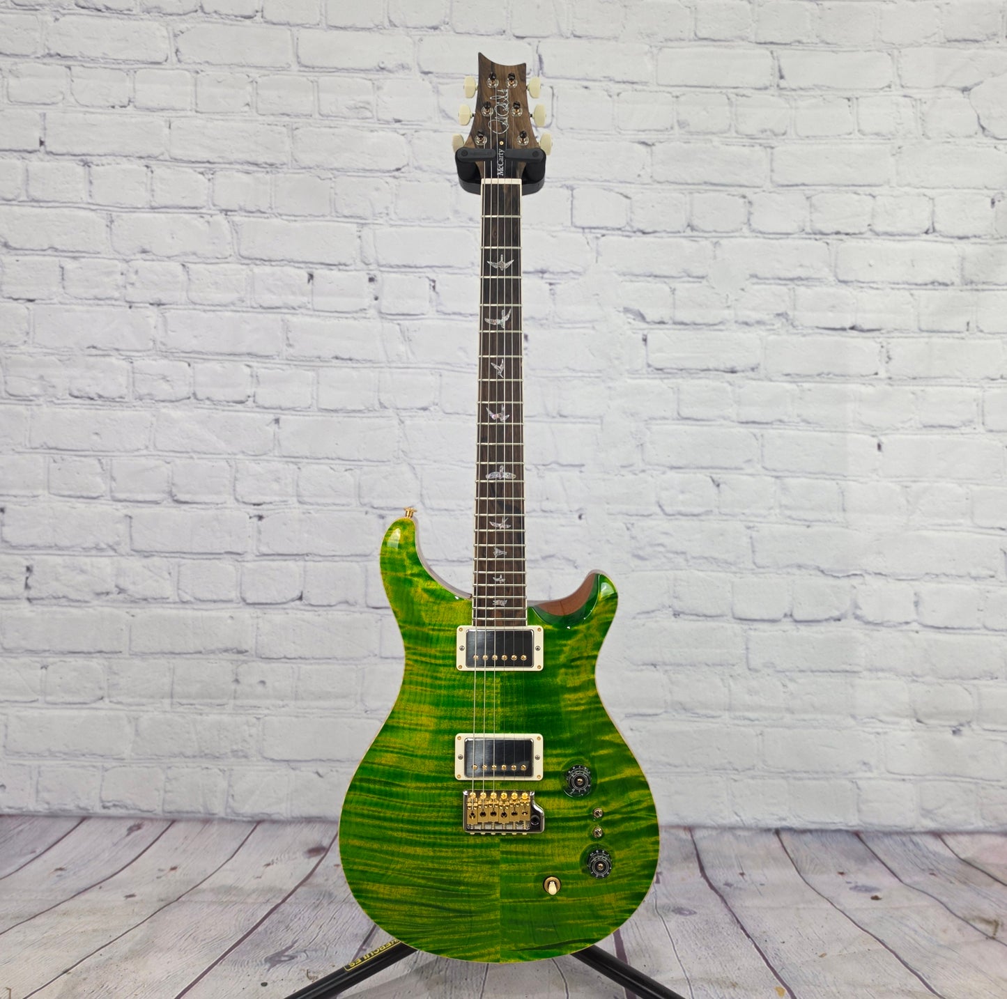 Paul Reed Smith PRS Wood Library McCarty 6 String Electric Guitar 10 Top Emerald Natural Back 408 Switching