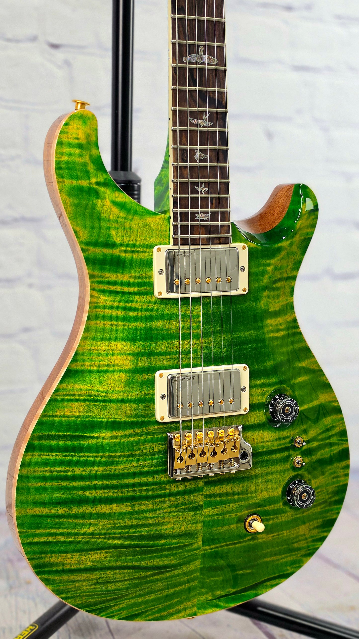Paul Reed Smith PRS Wood Library McCarty 6 String Electric Guitar 10 Top Emerald Natural Back 408 Switching