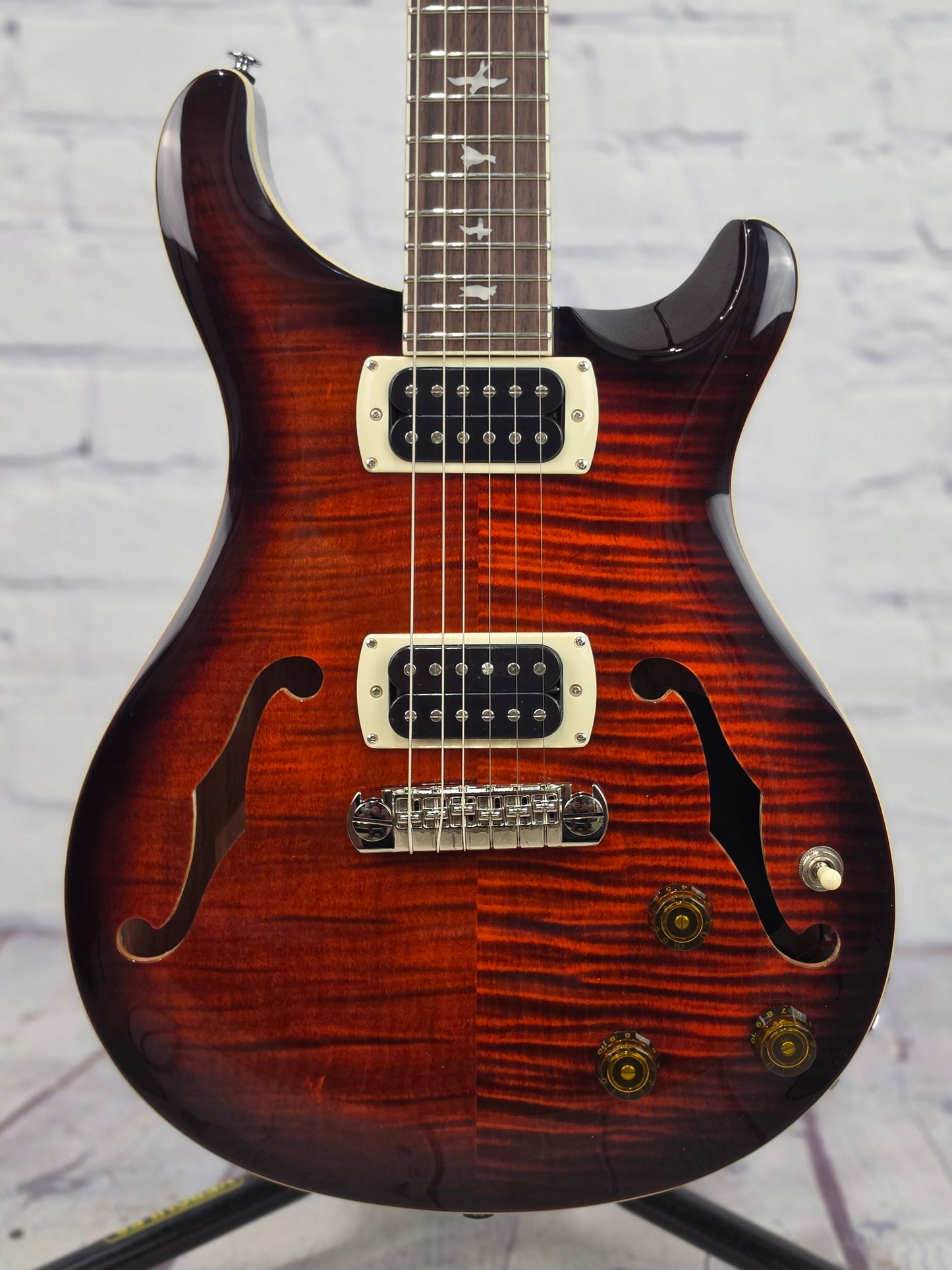 Paul Reed Smith PRS SE Hollowbody I Piezo 6 String Electric Guitar HBI Orange Tiger Smokeburst