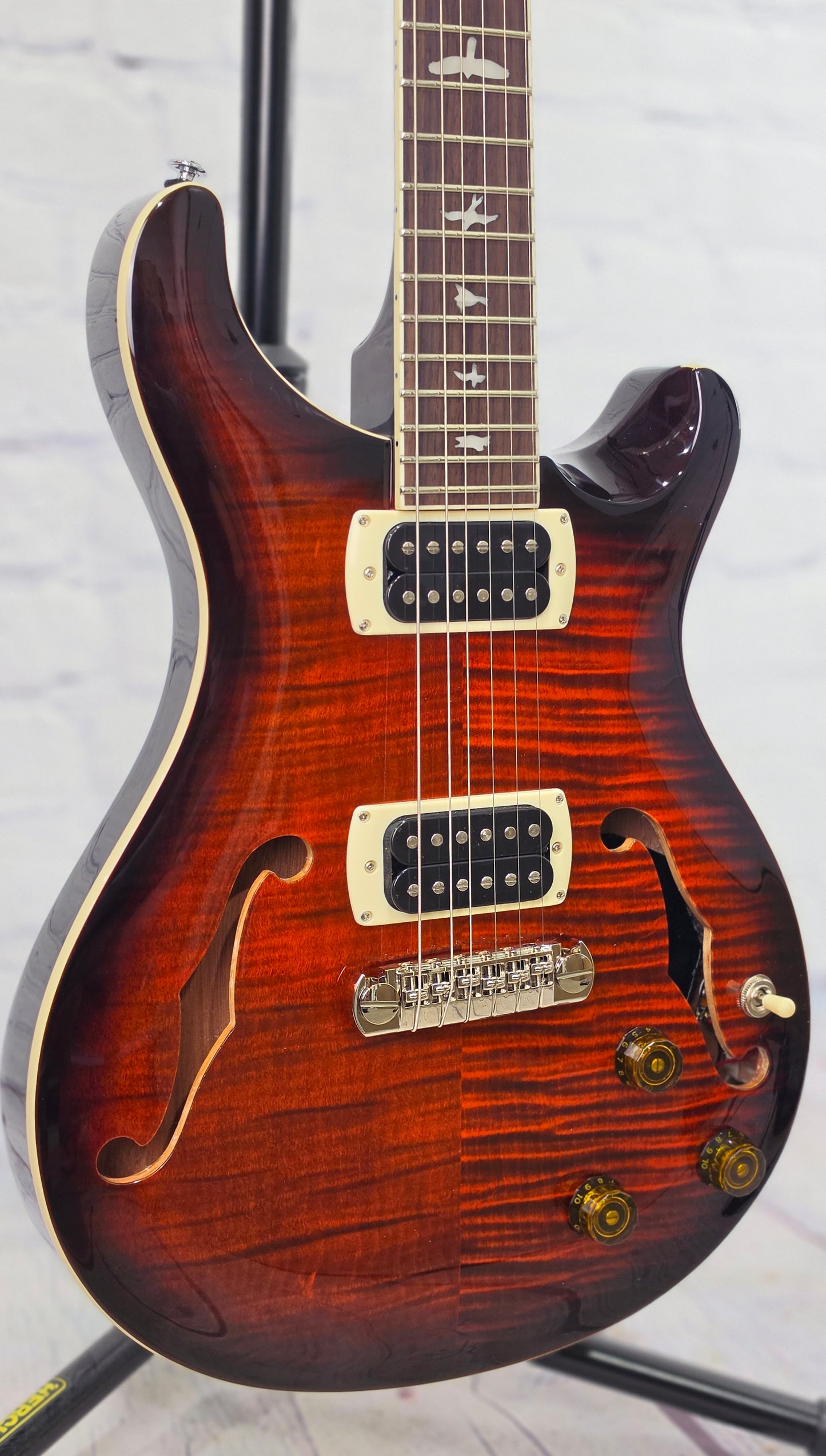 Paul Reed Smith PRS SE Hollowbody I Piezo 6 String Electric Guitar HBI Orange Tiger Smokeburst