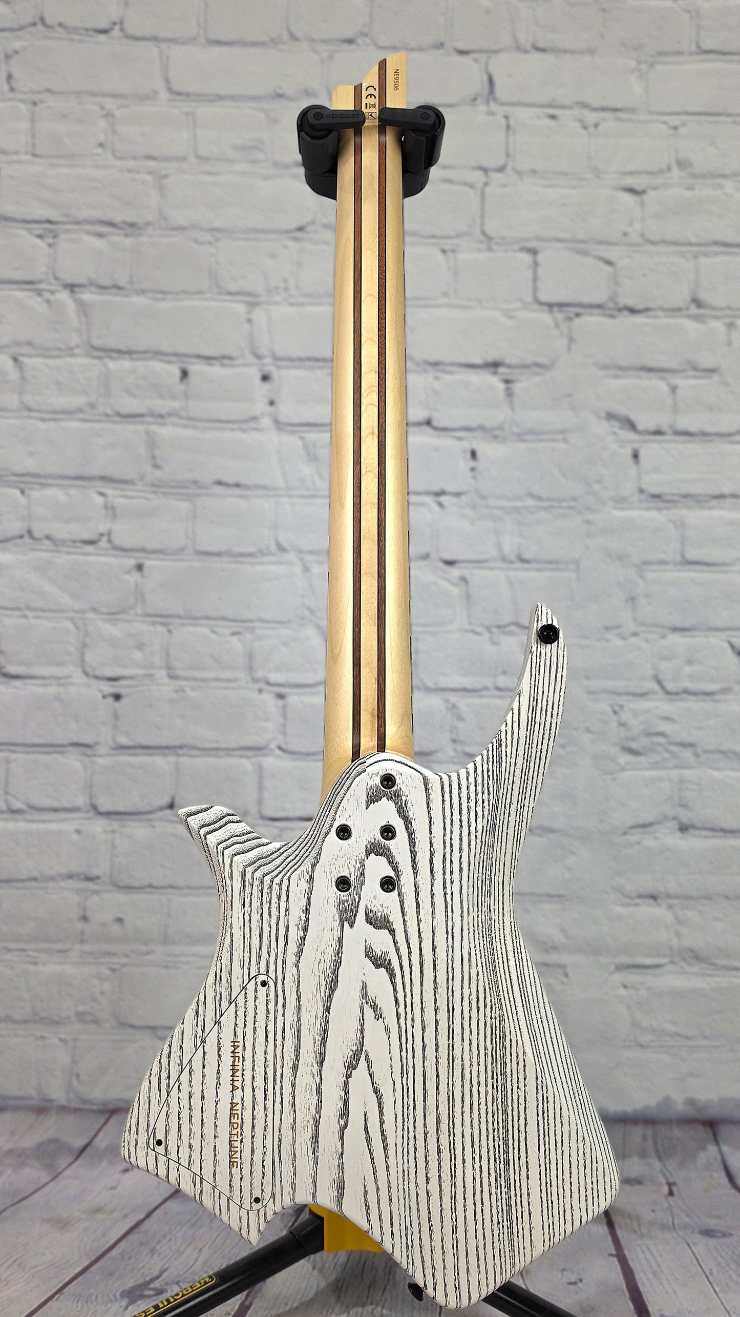 Infinia Guitars Neptune Headless 26.5" 7 String Electric Guitar Lunar White Quilt Maple